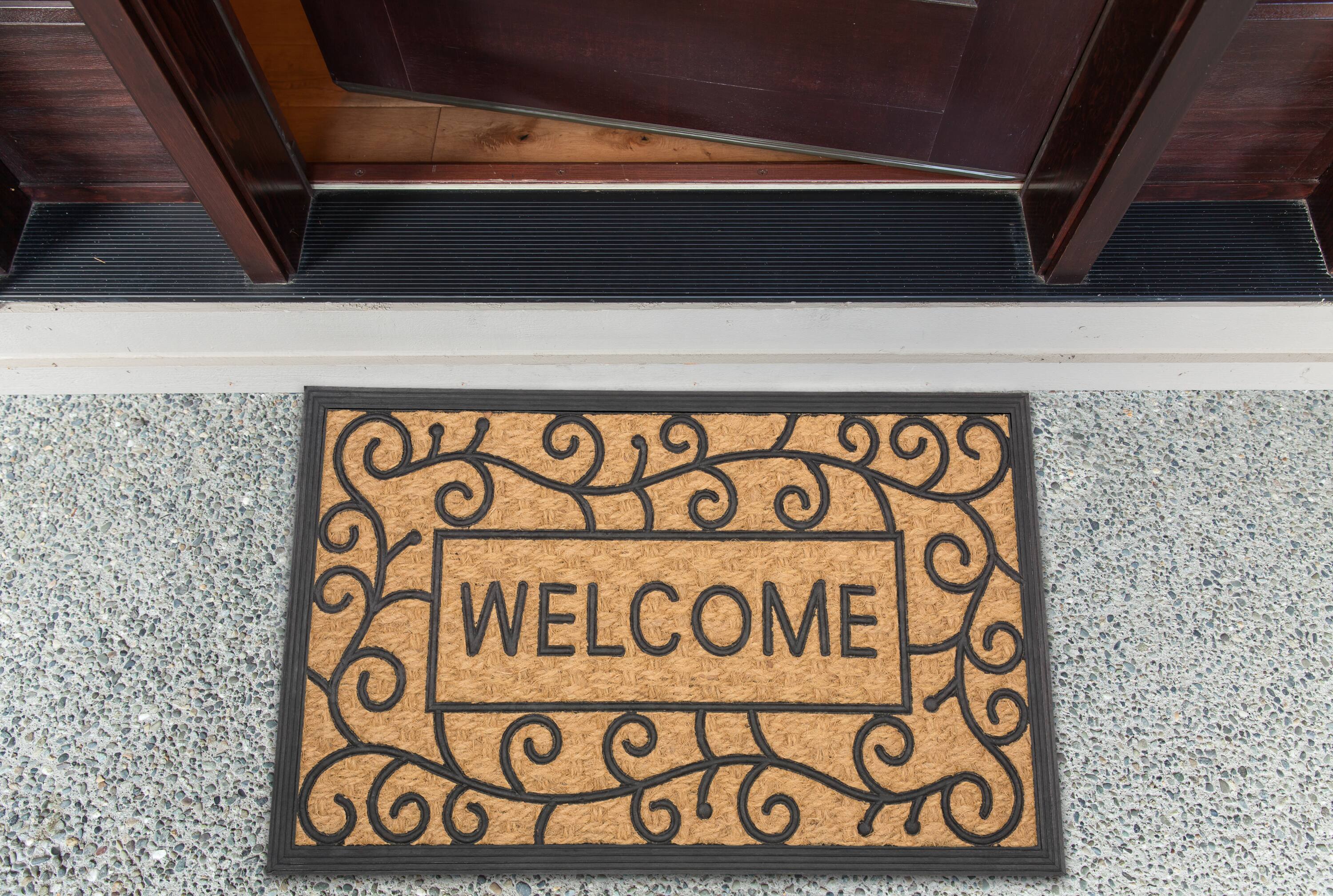 DII&#xAE; Tuffridge Light Swirls Welcome Coir &#x26; Rubber Doormat