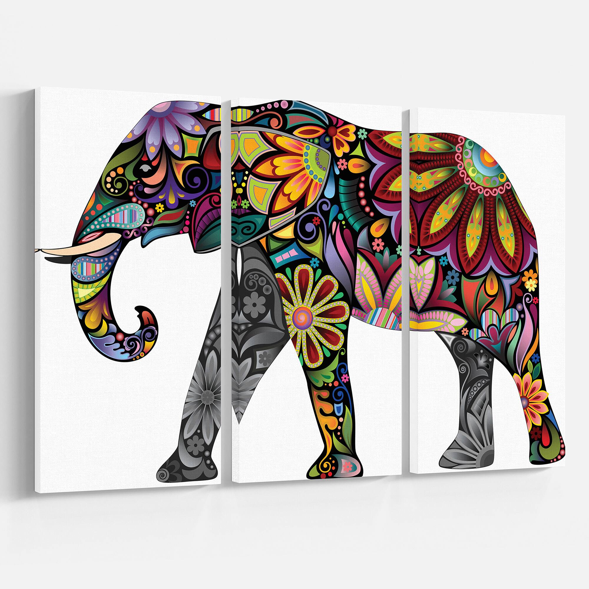 Designart - Yellow Cheerful Elephant - Animal Canvas Art Print