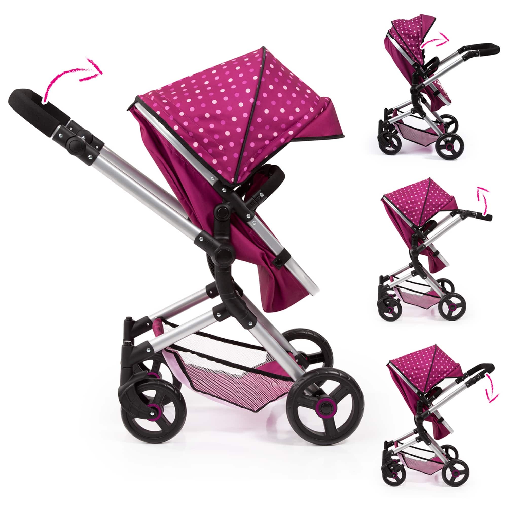 Bayer Design Neo Vario Dark Pink Baby Doll Pram Set