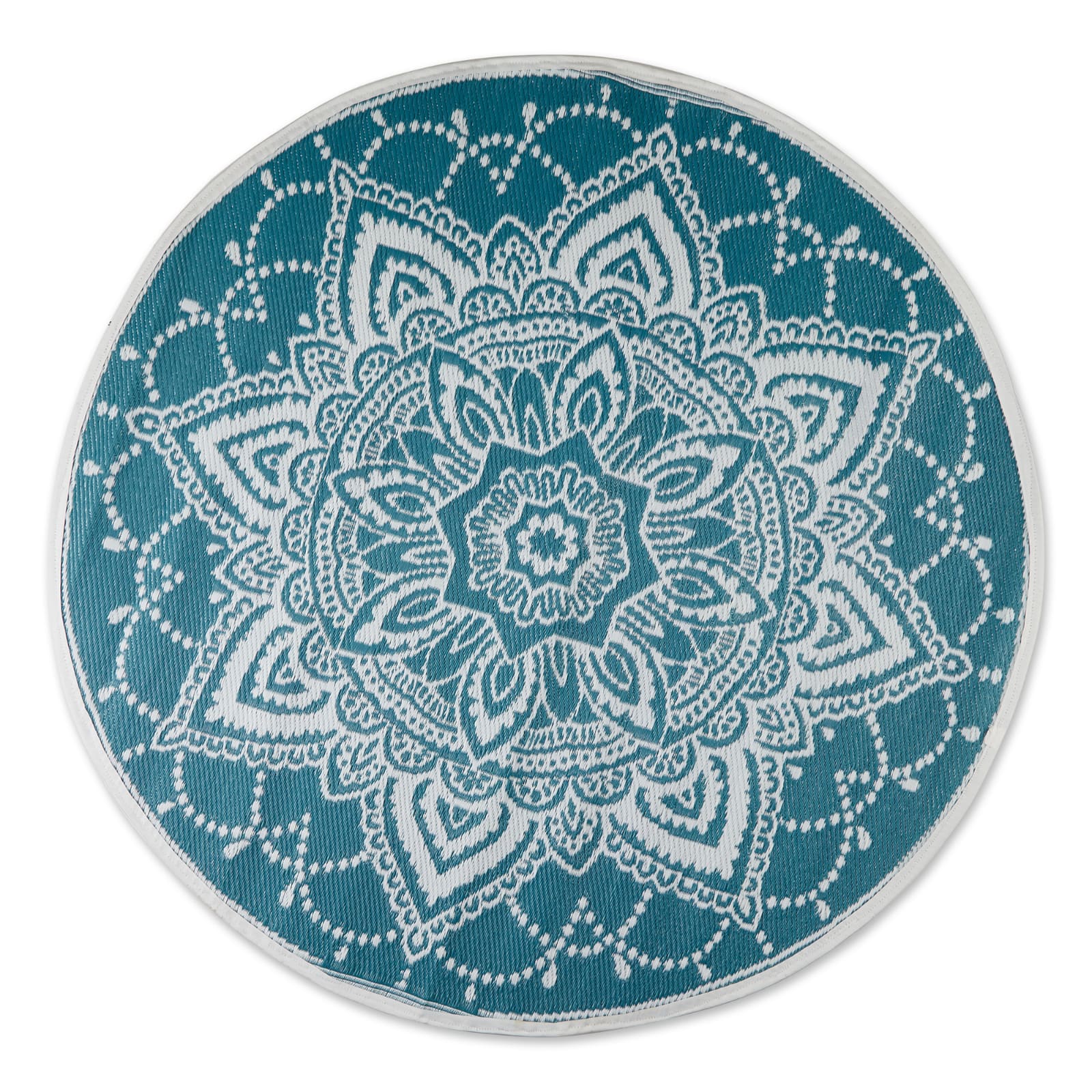 DII&#xAE; Storm Blue Round Boho Floral Outdoor Rug, 5ft.
