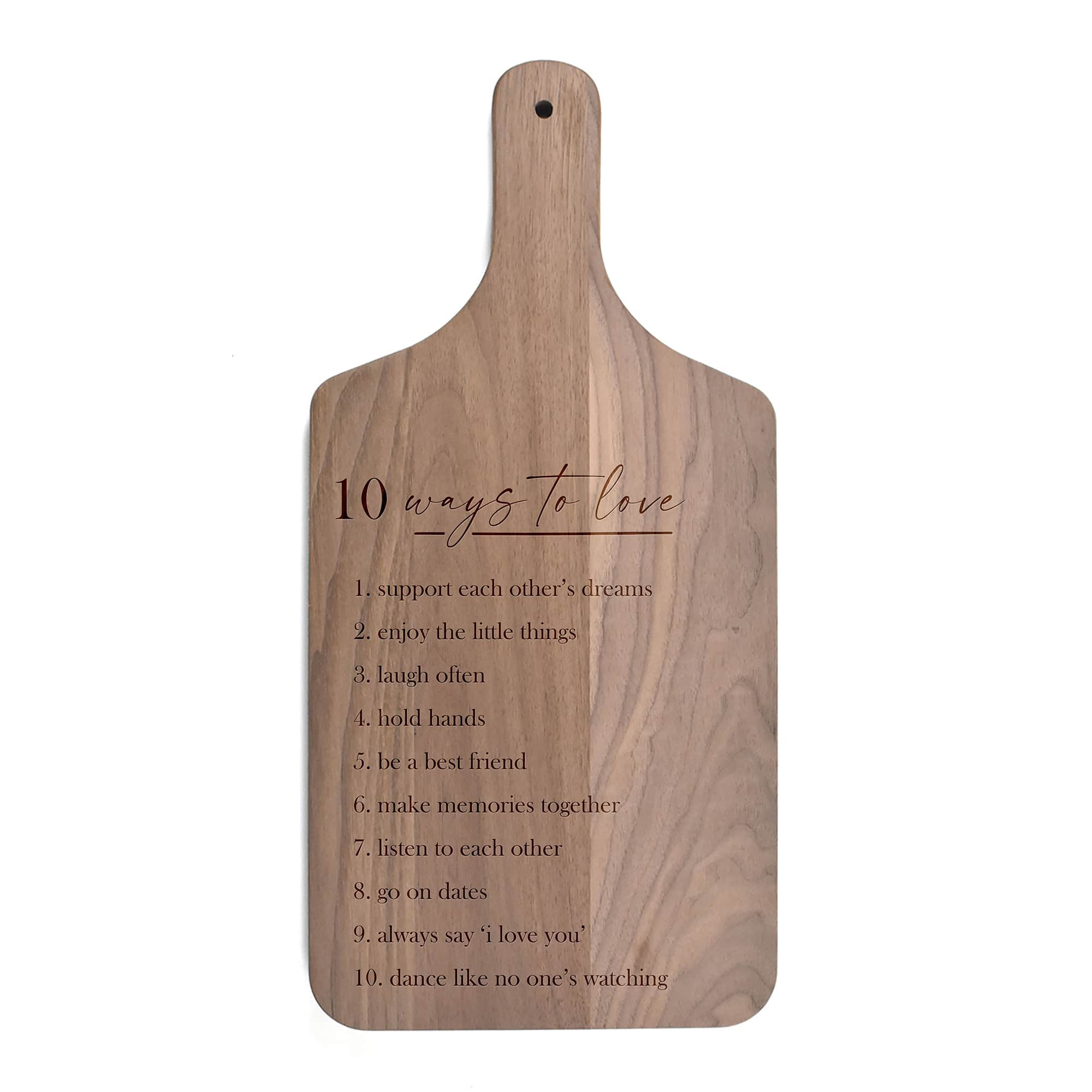 17&#x22; Ten Ways to Love Walnut Paddle Cutting Board