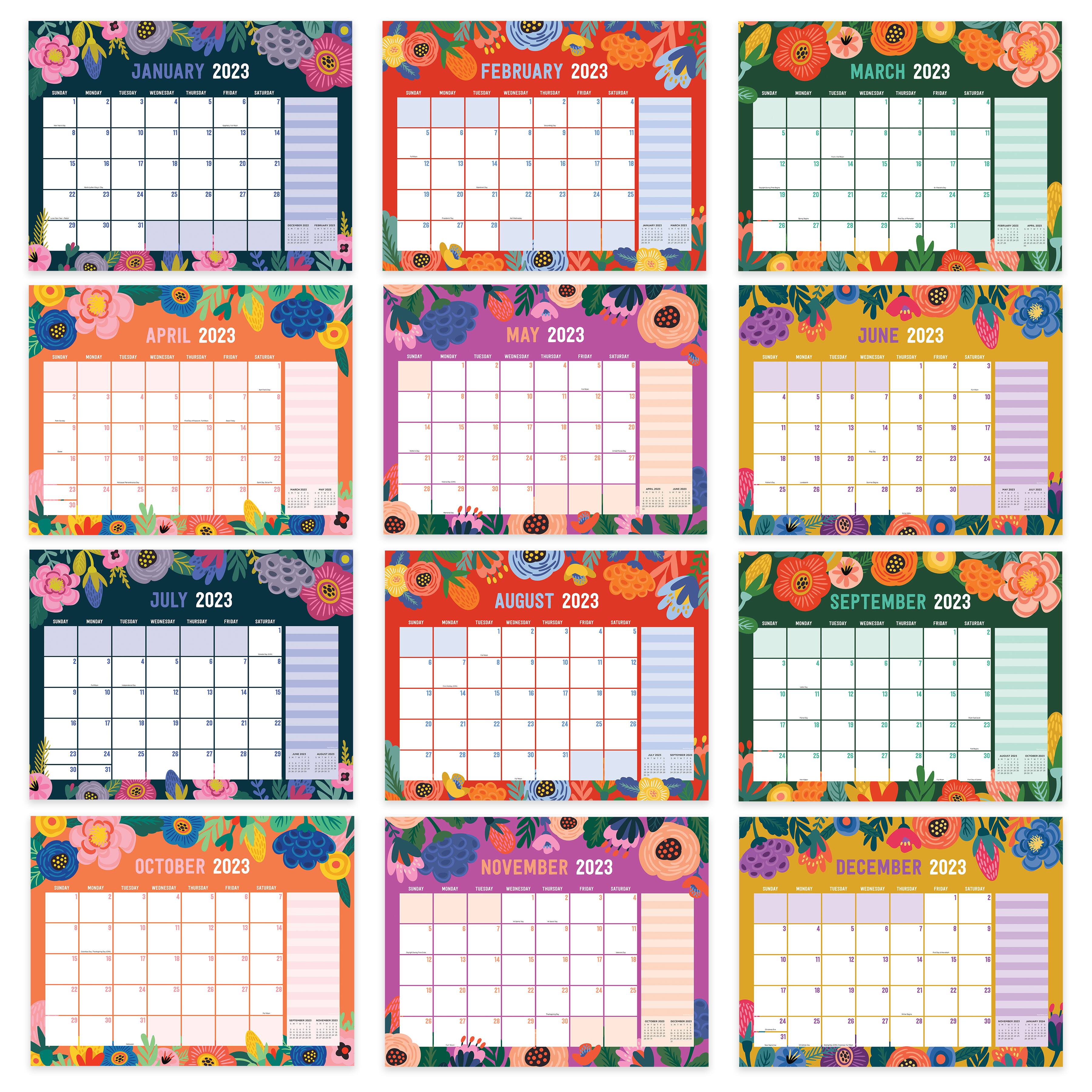 TF Publishing 2023 Modern Flowers Large Desk Pad Monthly Blotter