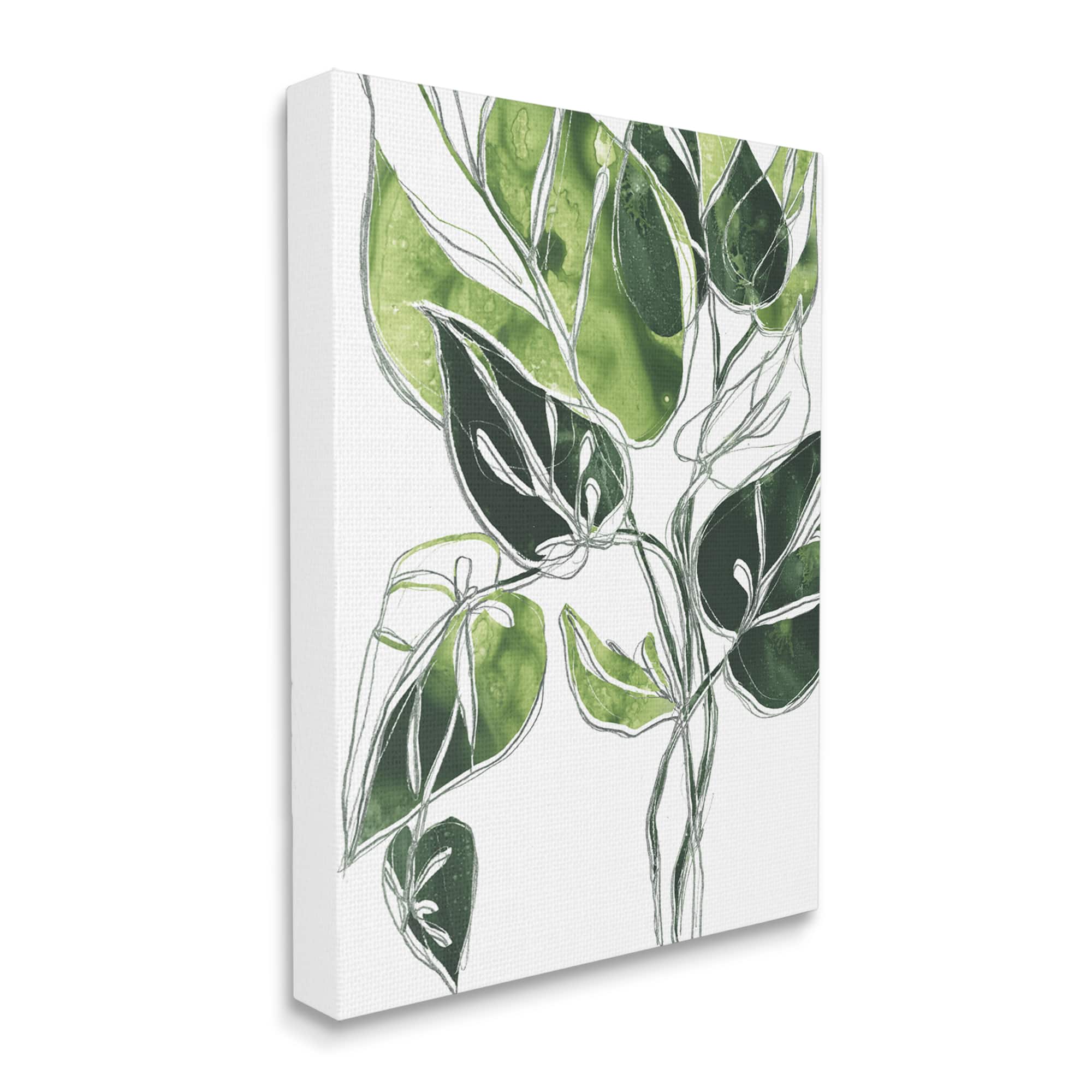 Stupell Industries Intricate Palm Vines Unique Green Leaves Canvas Wall Art