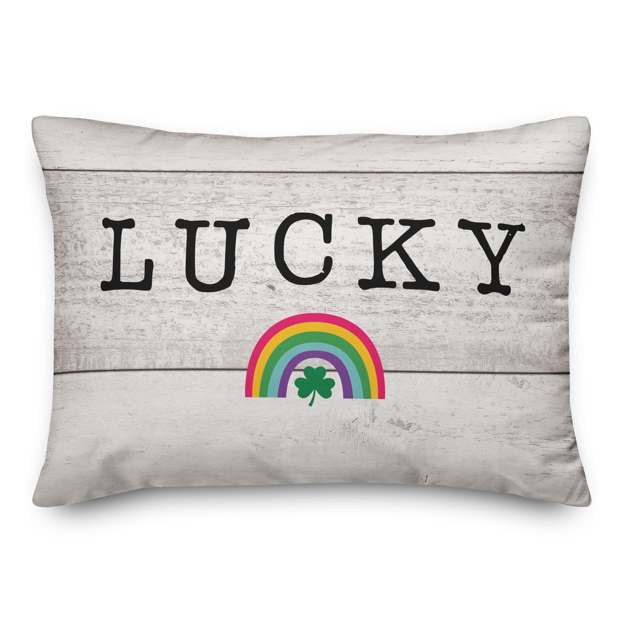 Lucky Wood Slats Rainbow 14&#x22; x 20&#x22; Throw Pillow