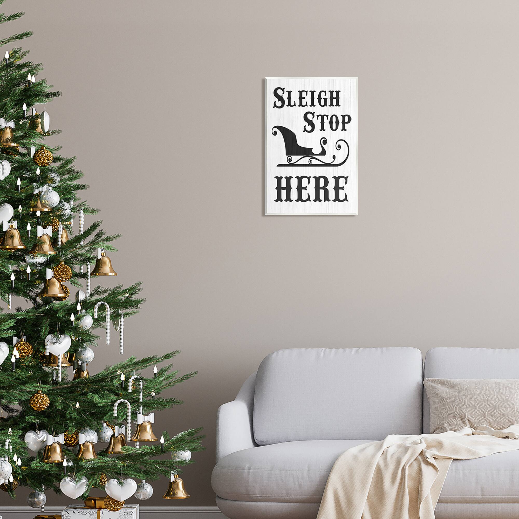 Stupell Industries Sleigh Stop Here Holiday Sled Wall Plaque Art