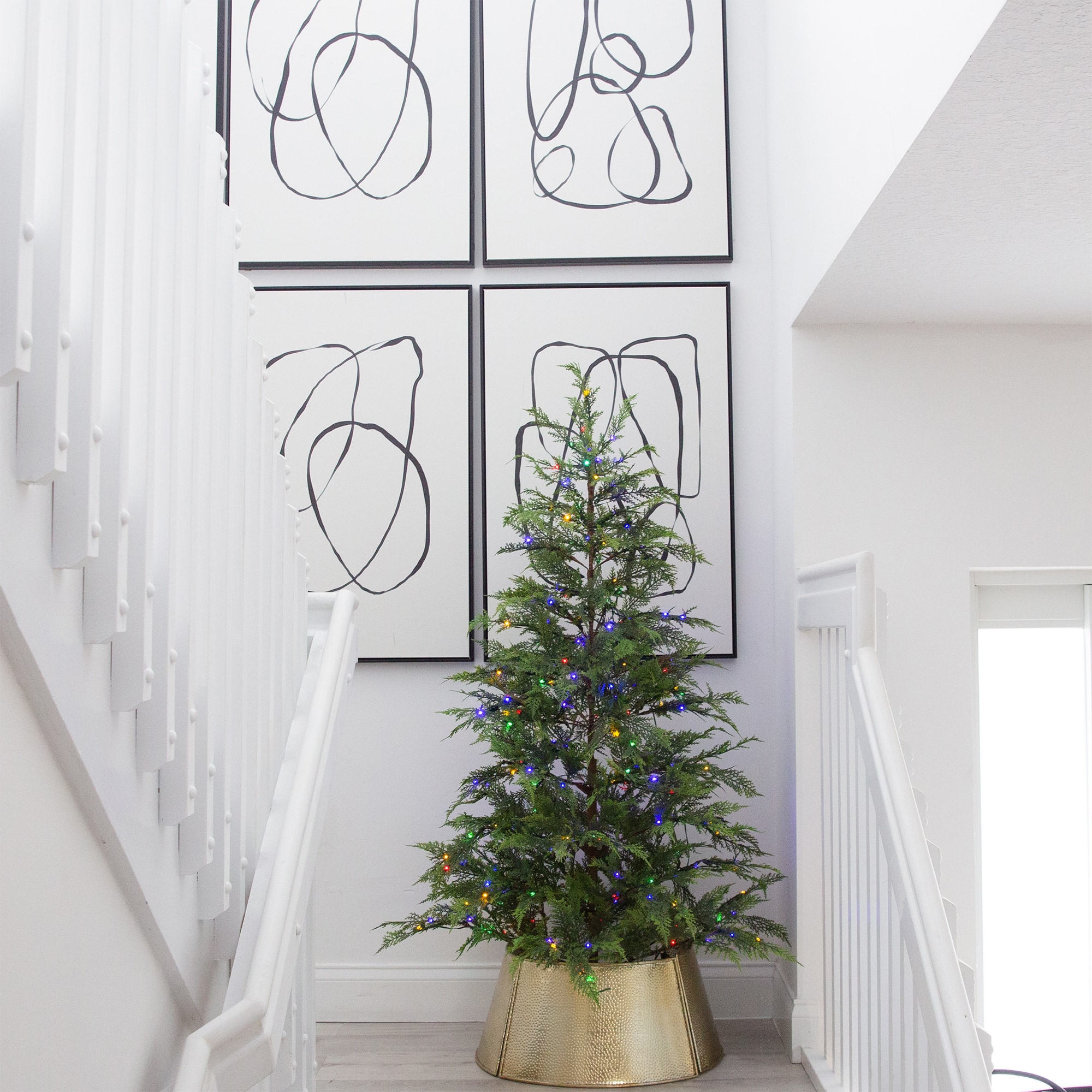 5ft. Pre-Lit Park City Pine Artificial Christmas Tree, Multicolor LED Dewdrop Lights