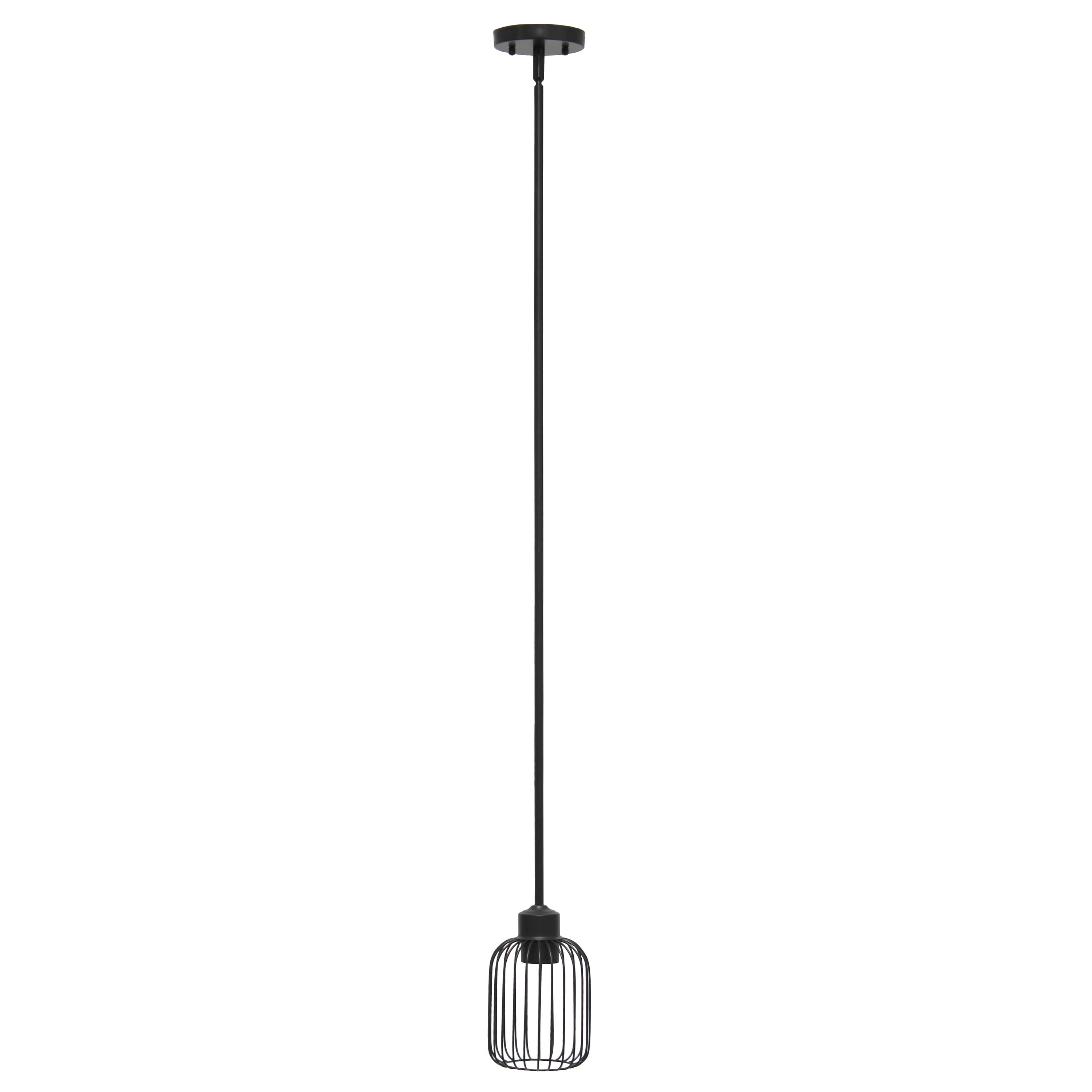 Lalia Home Ironhouse 7&#x22; Black 1-Light Metal Caged Mini Pendant