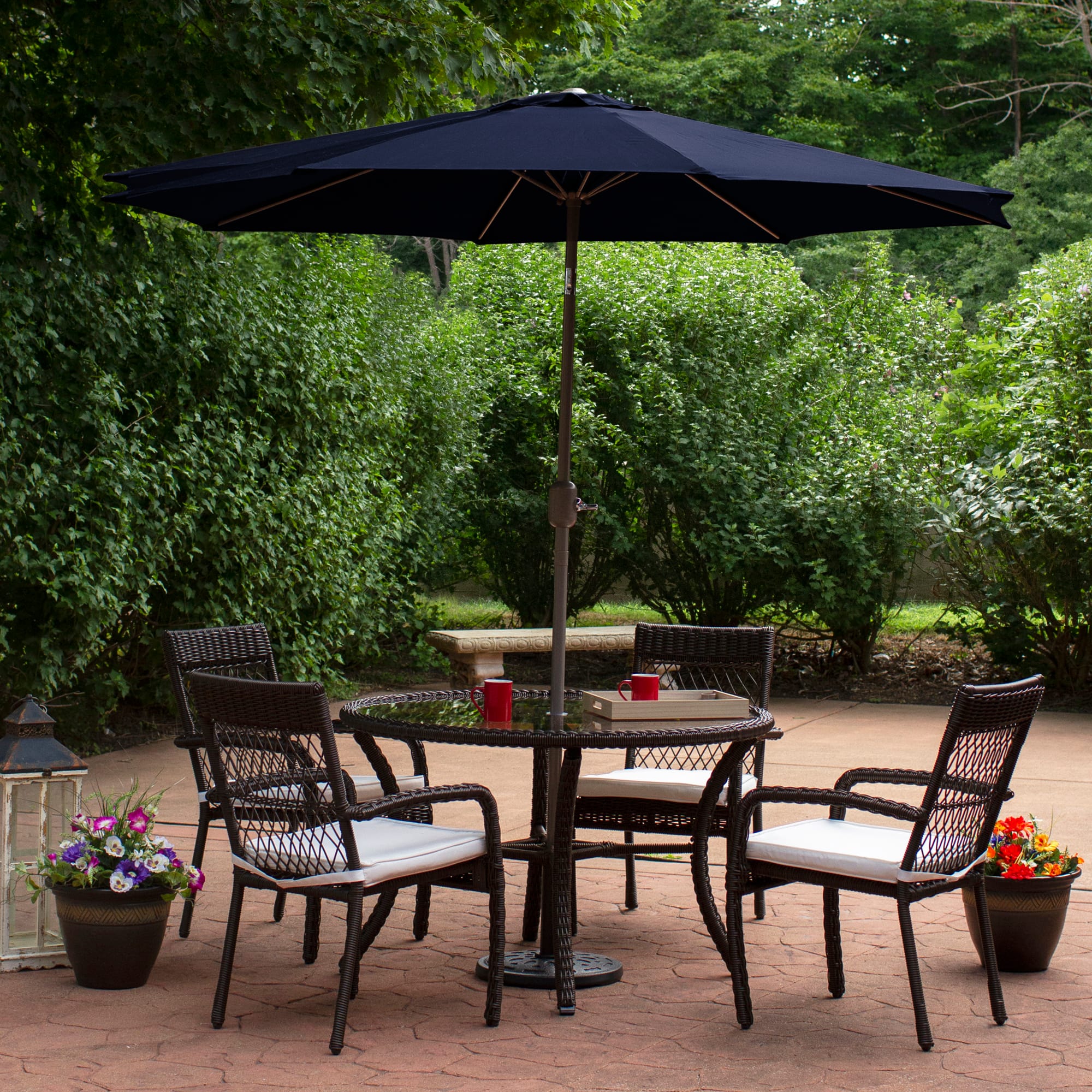 9ft. Outdoor Patio Market Umbrella with Hand Crank &#x26; Tilt