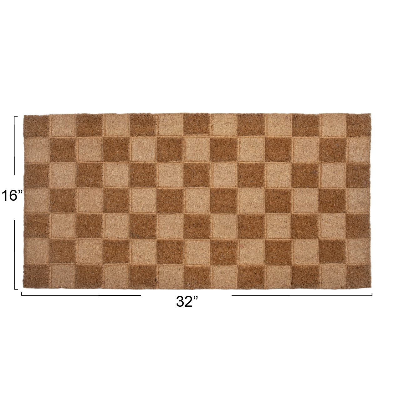 Natural Checkerboard Print Engraved Coir Doormat
