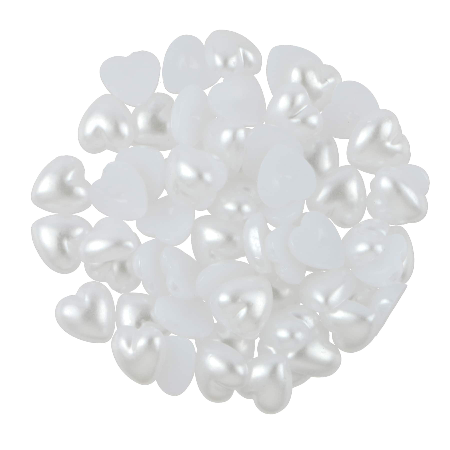 7.4mm White AB Flatback Plastic Pearl Hearts, 300ct. by Bead Landing&#x2122;