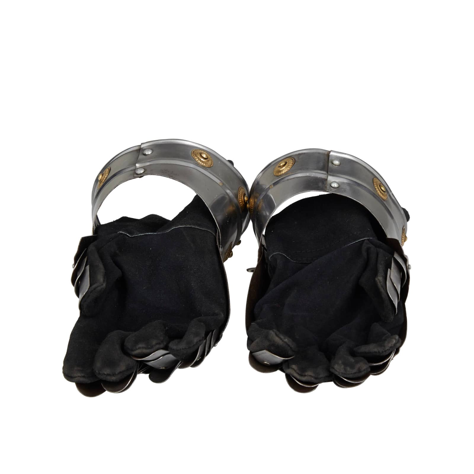 Set of 2&#x22; Silver Iron Vintage Armor Gloves, 7&#x22; x 14&#x22; x 6&#x22;