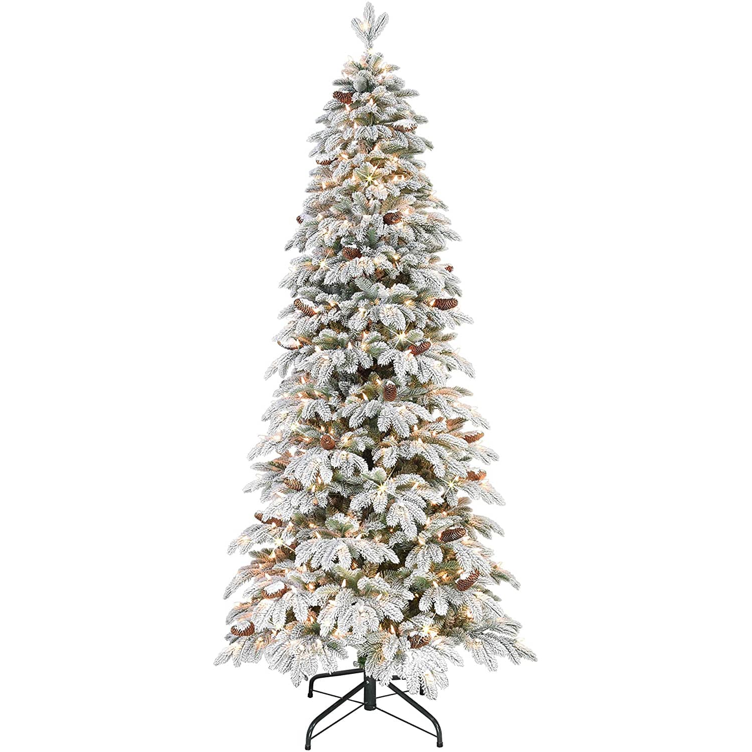 7.5ft. Pre-Lit Flocked Slim Montville Spruce Artificial Christmas Tree, Clear Lights