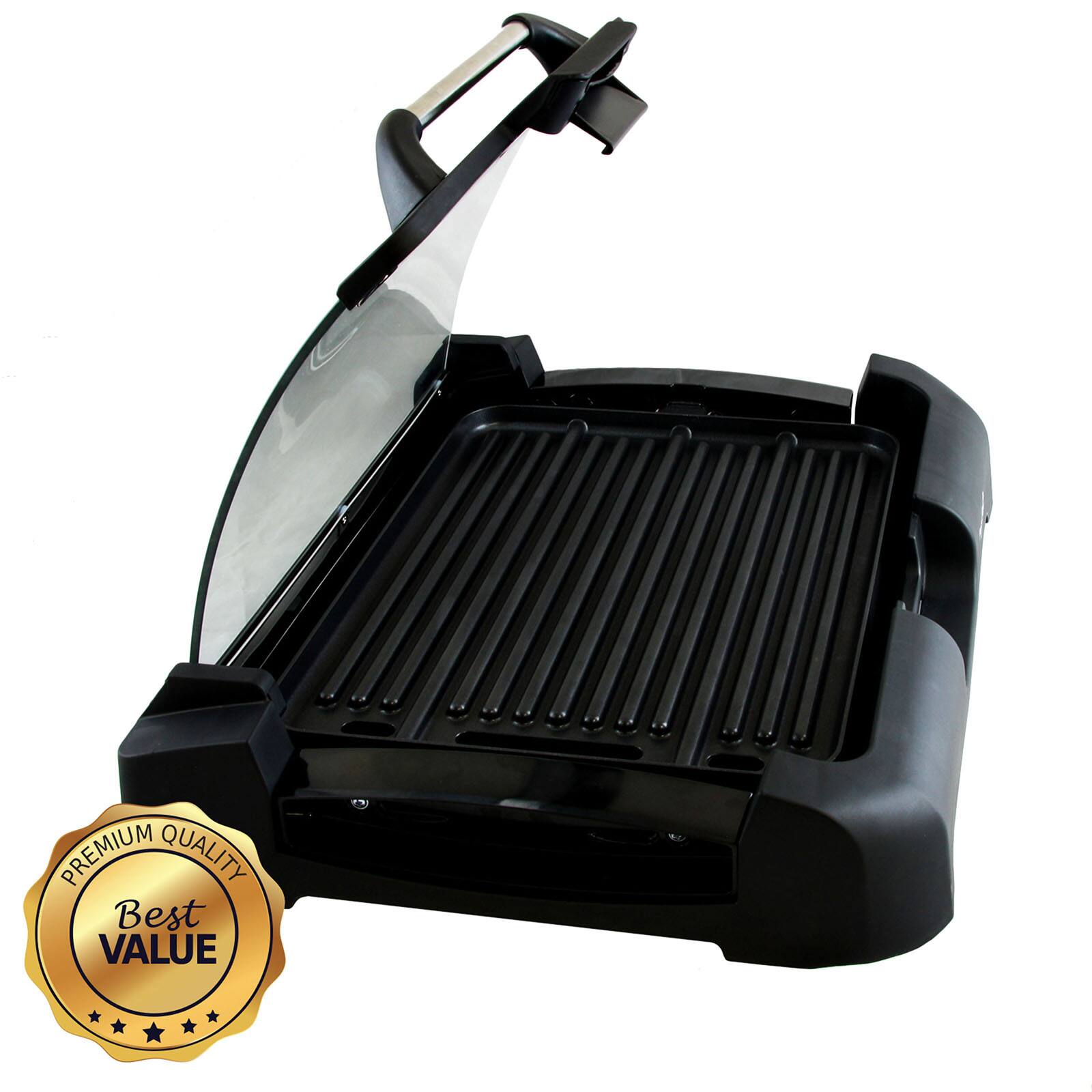 Megachef Reversible Indoor Grill & Griddle With Removable Glass Lid