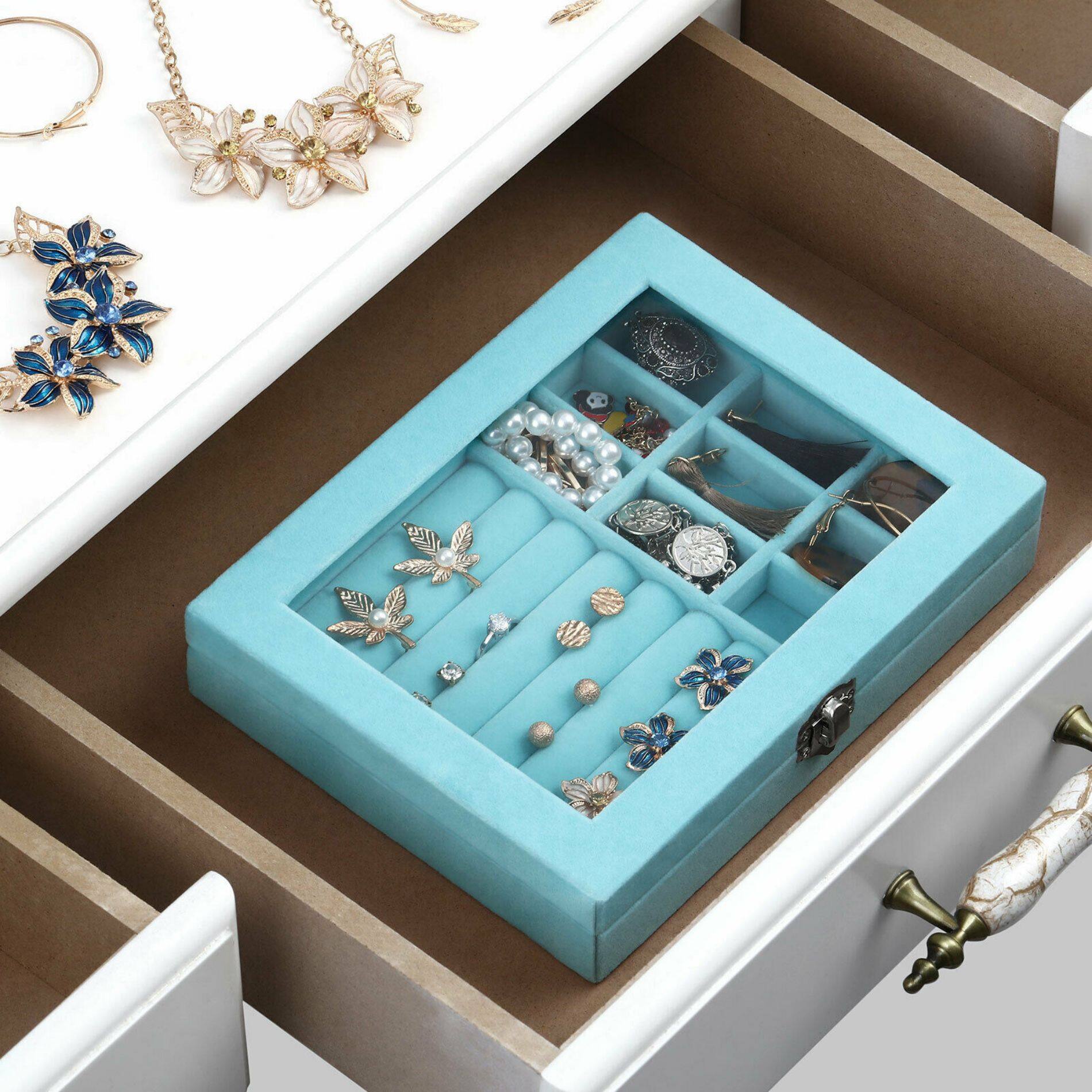 NEX™ 8" Blue Velvet Jewelry Organizer For Earring and Rings