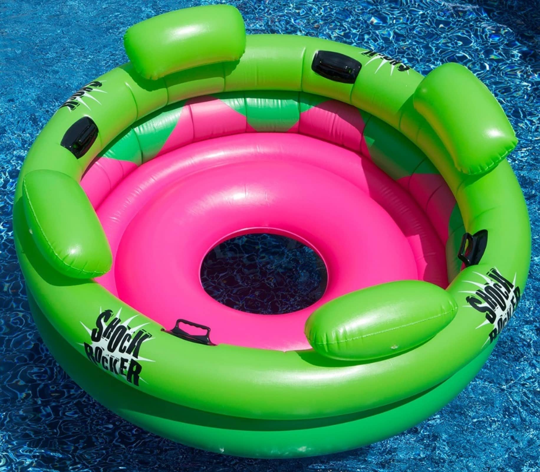 Swimline 75" Inflatable Green & Pink Shock Rocker Pool Float