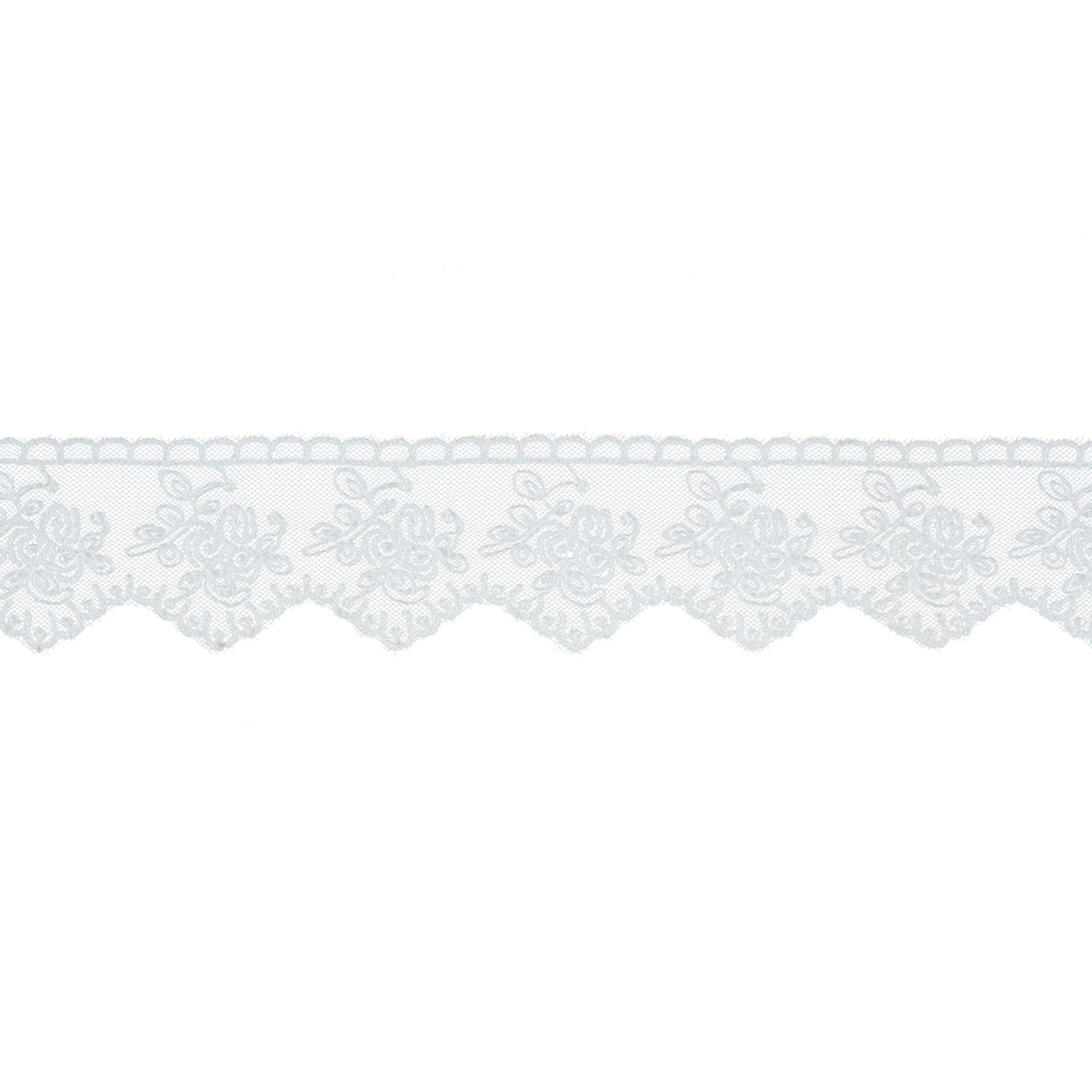 1.25" White Embroidered Lace Trim by Celebrate It®