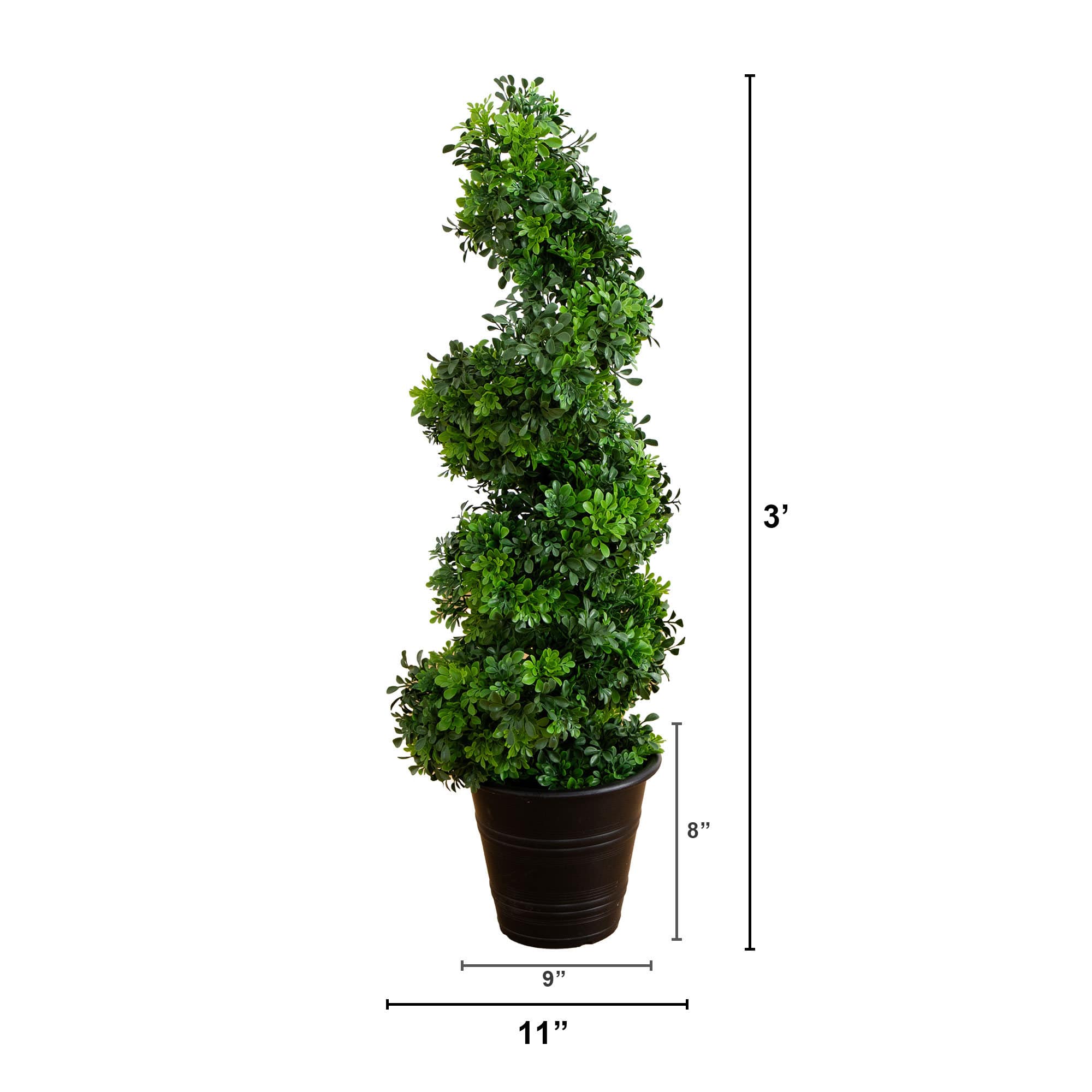 3ft. UV-Resistant Boxwood Spiral Topiary Artificial Tree in Decorative Planter