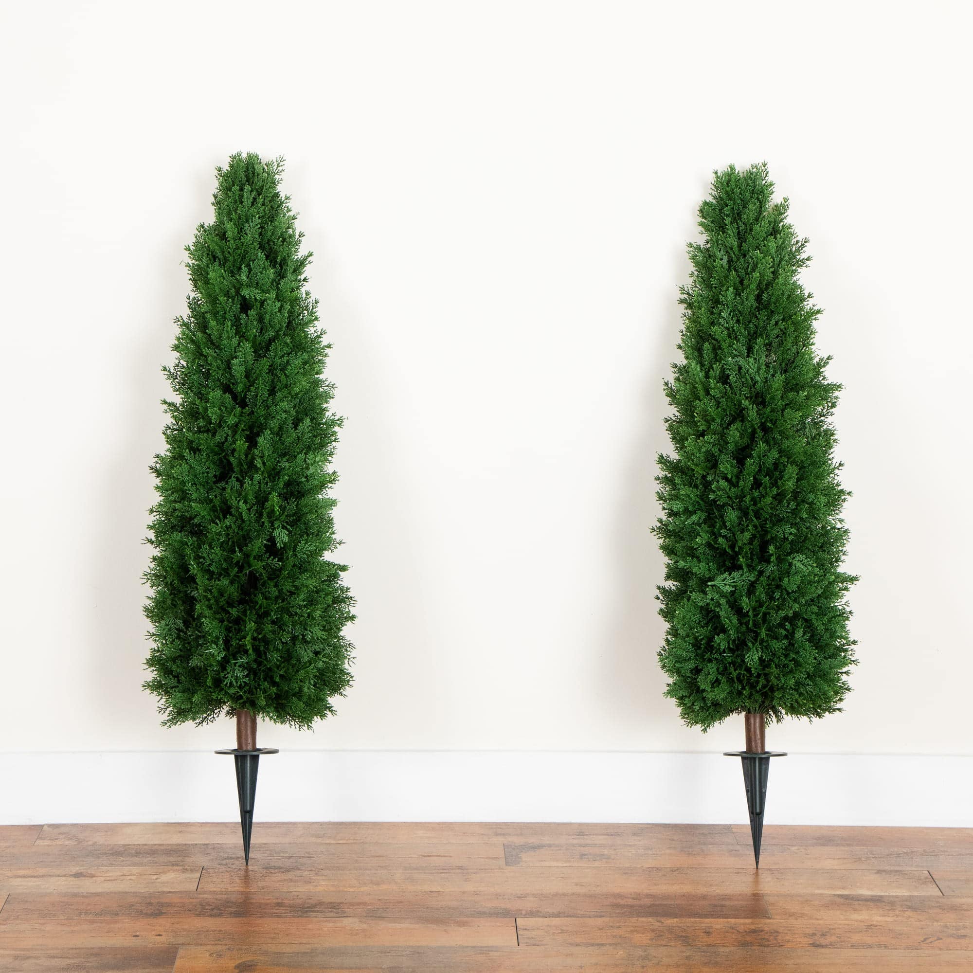 4ft. UV Resistant Artificial Cedar Plant with Integrated Ground Stake (Indoor/Outdoor) - Set of 2