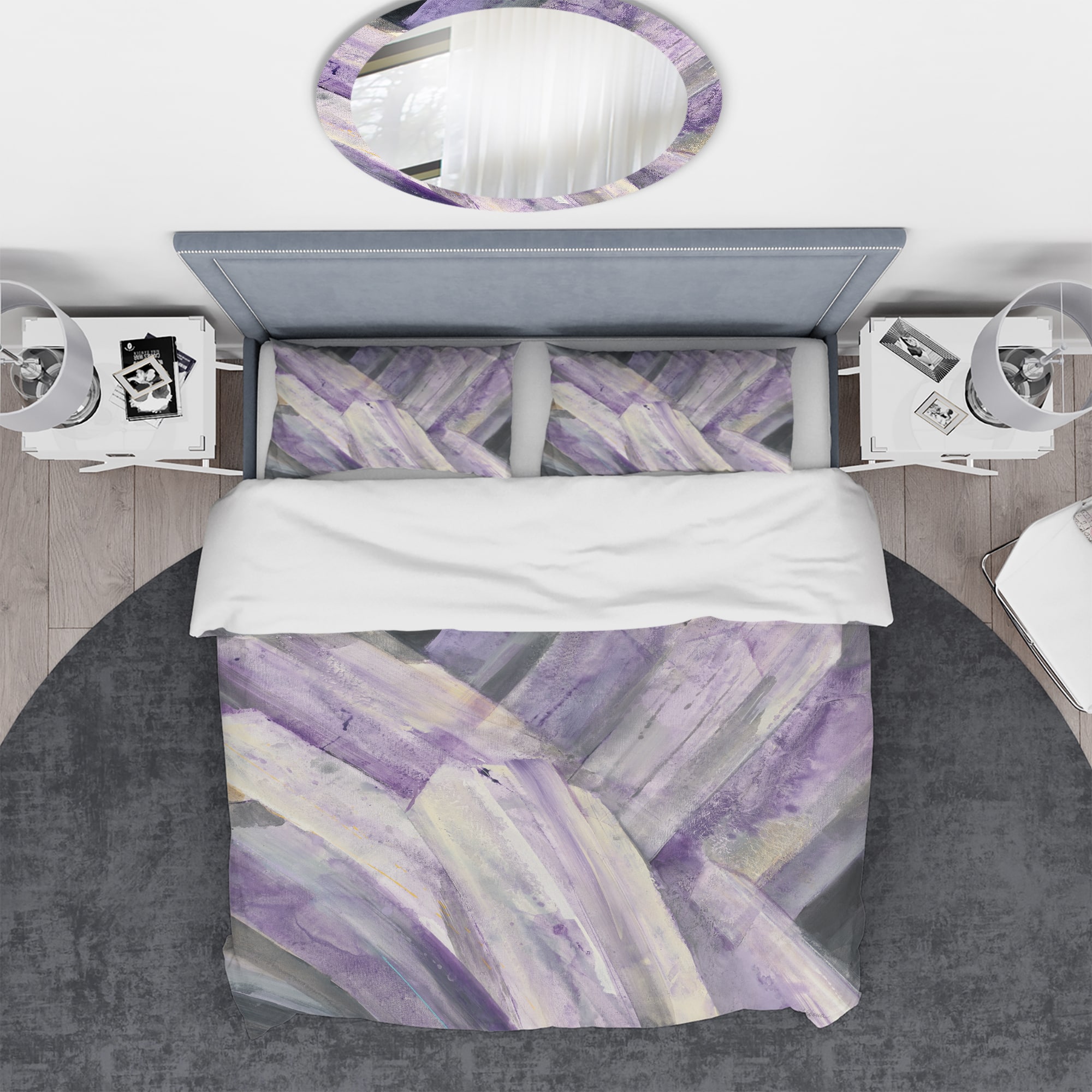 Designart &#x27;Geometric Purple Glacier&#x27; Geometric Bedding Set - Duvet Cover &#x26; Shams