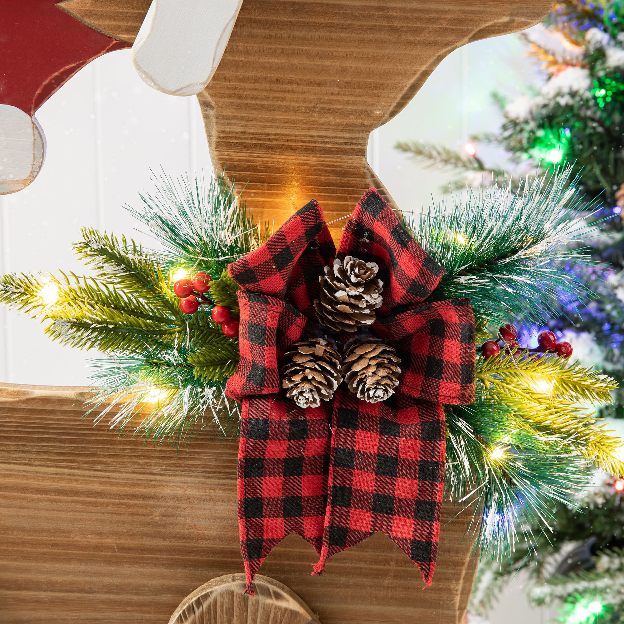 Glitzhome® 36'' Chunky Wood Reindeer Porch Décor