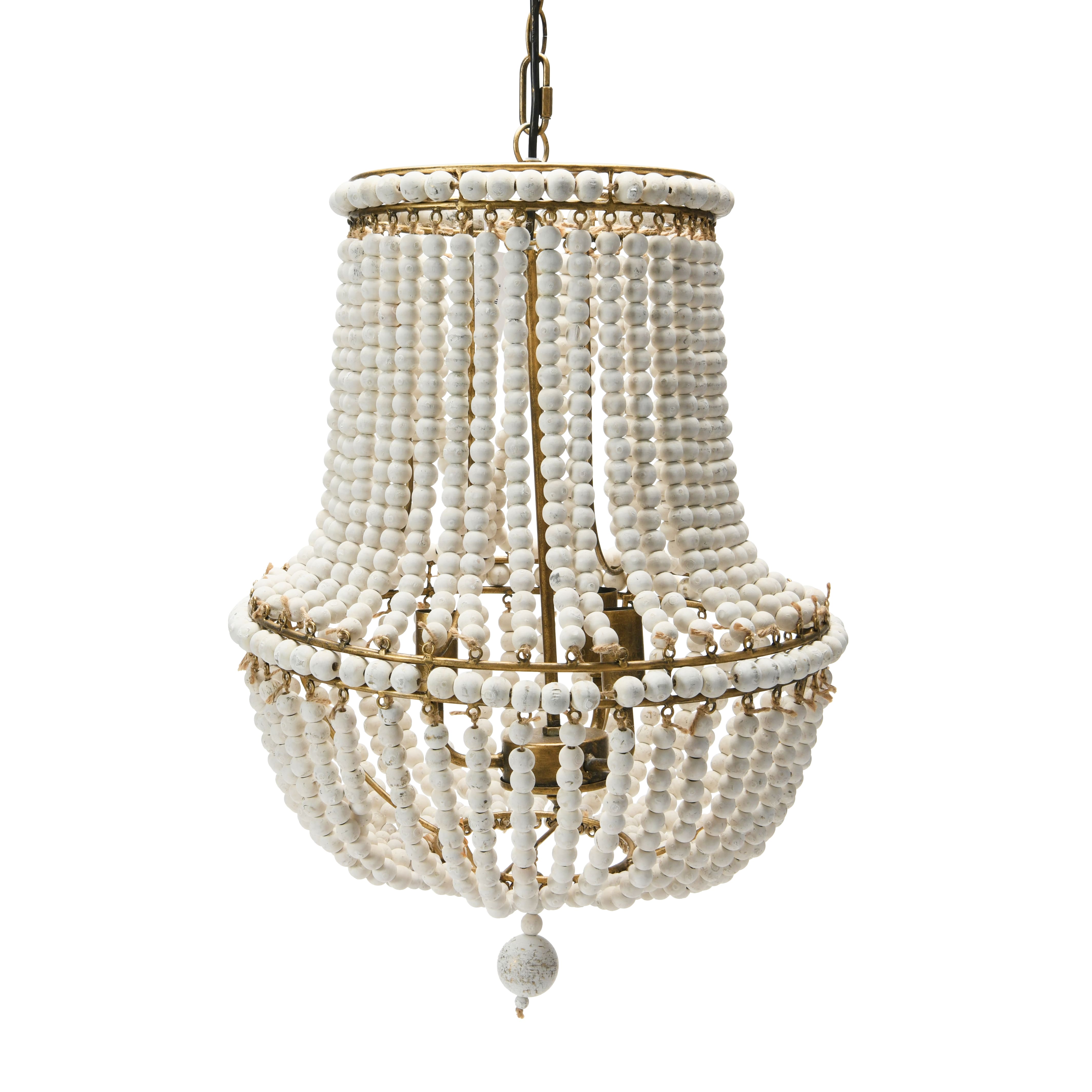 21&#x22; Draped Wood Bead Chandelier