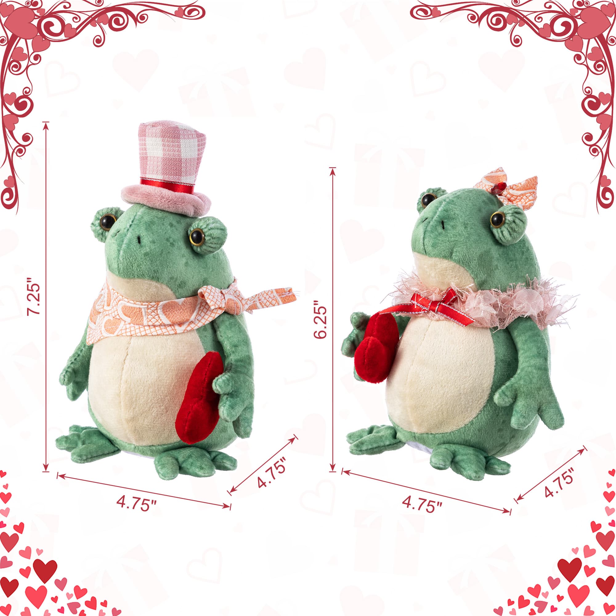 Glitzhome® Valentine's Frog Couple Figurine Set