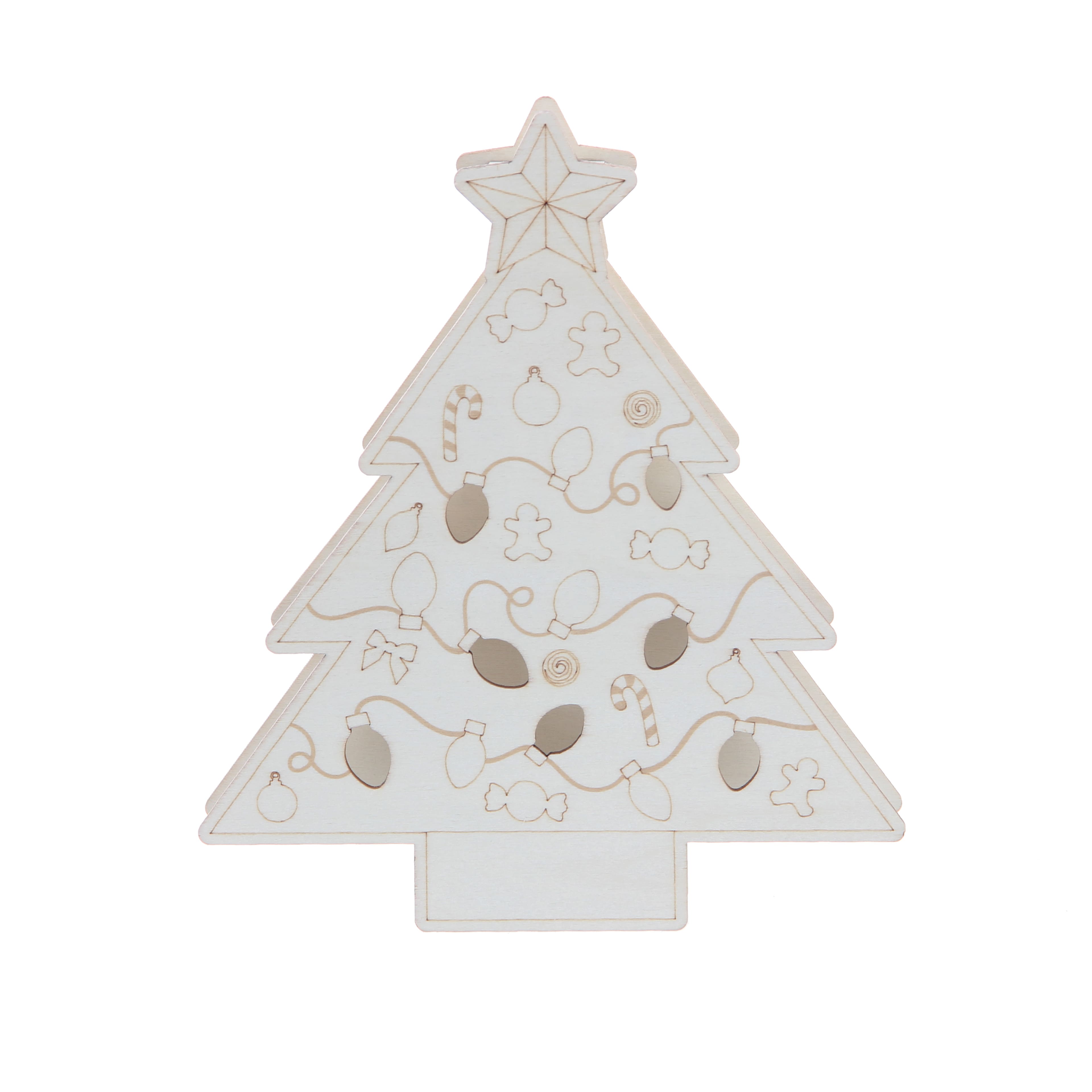 7&#x22; Unfinished Wood LED Christmas Tree Accent by Make Market&#xAE;