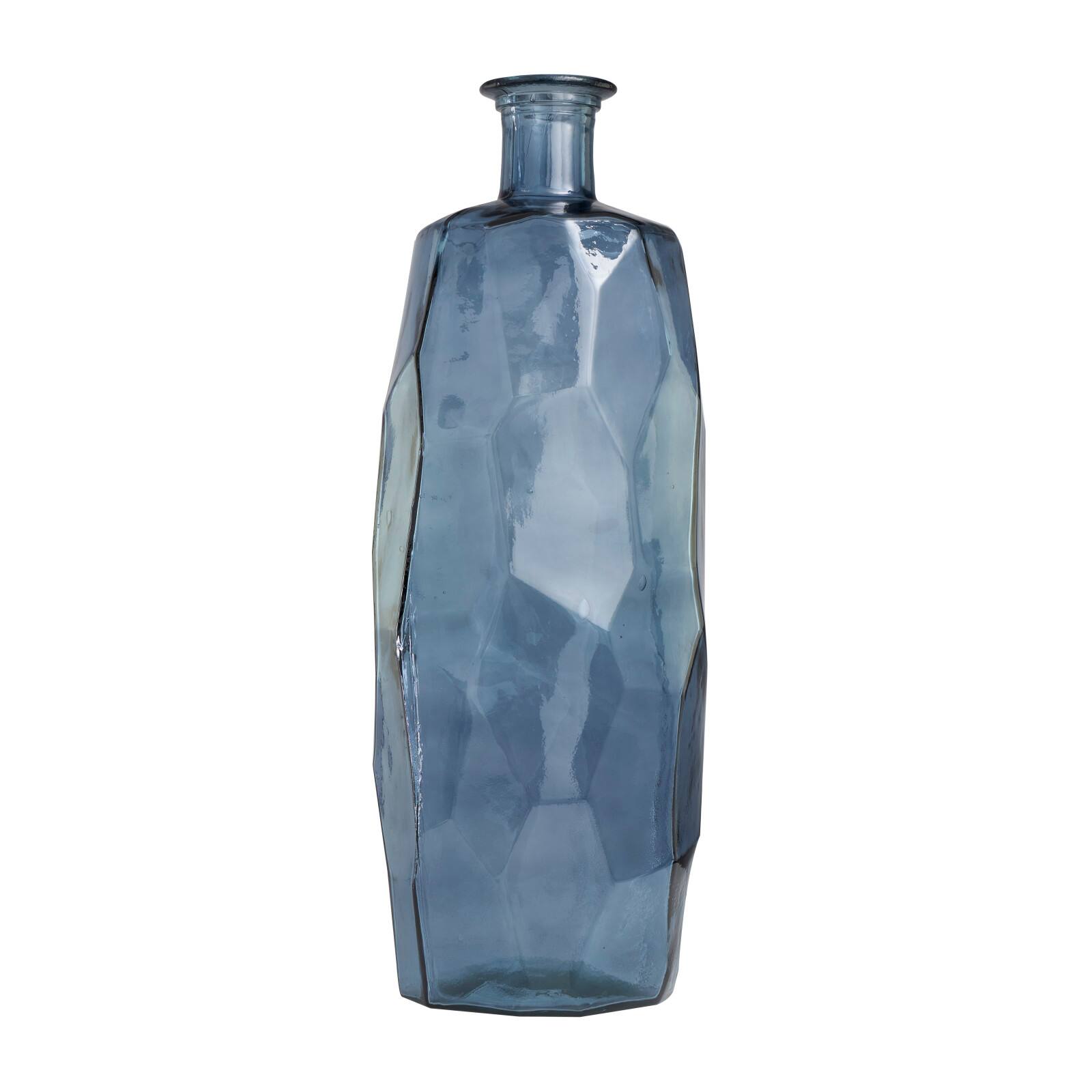 29" Blue Recycled Glass Tall Spanish Bottleneck Vase
