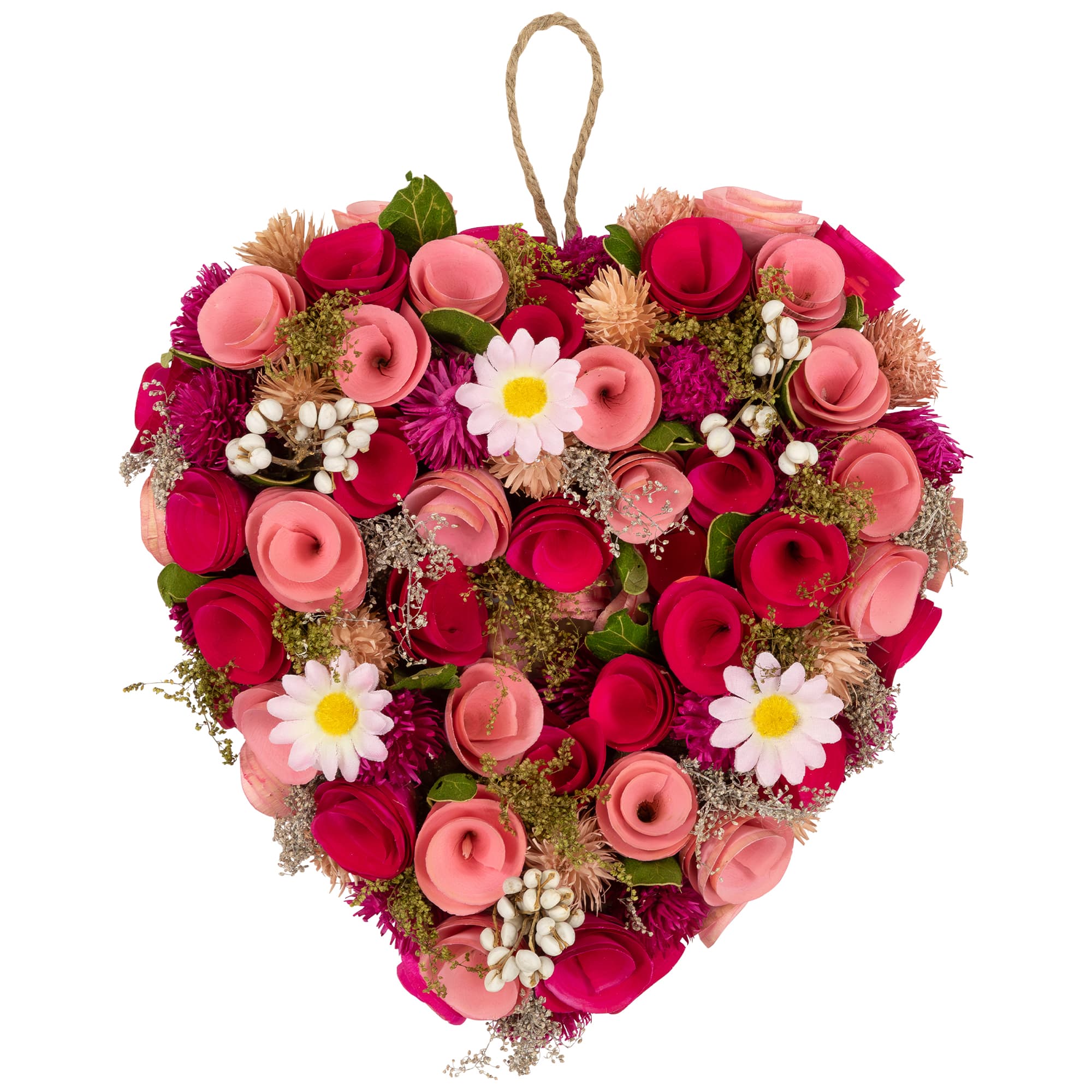10.25" Mixed Floral & Berries Artificial Valentine's Day Heart Wreath