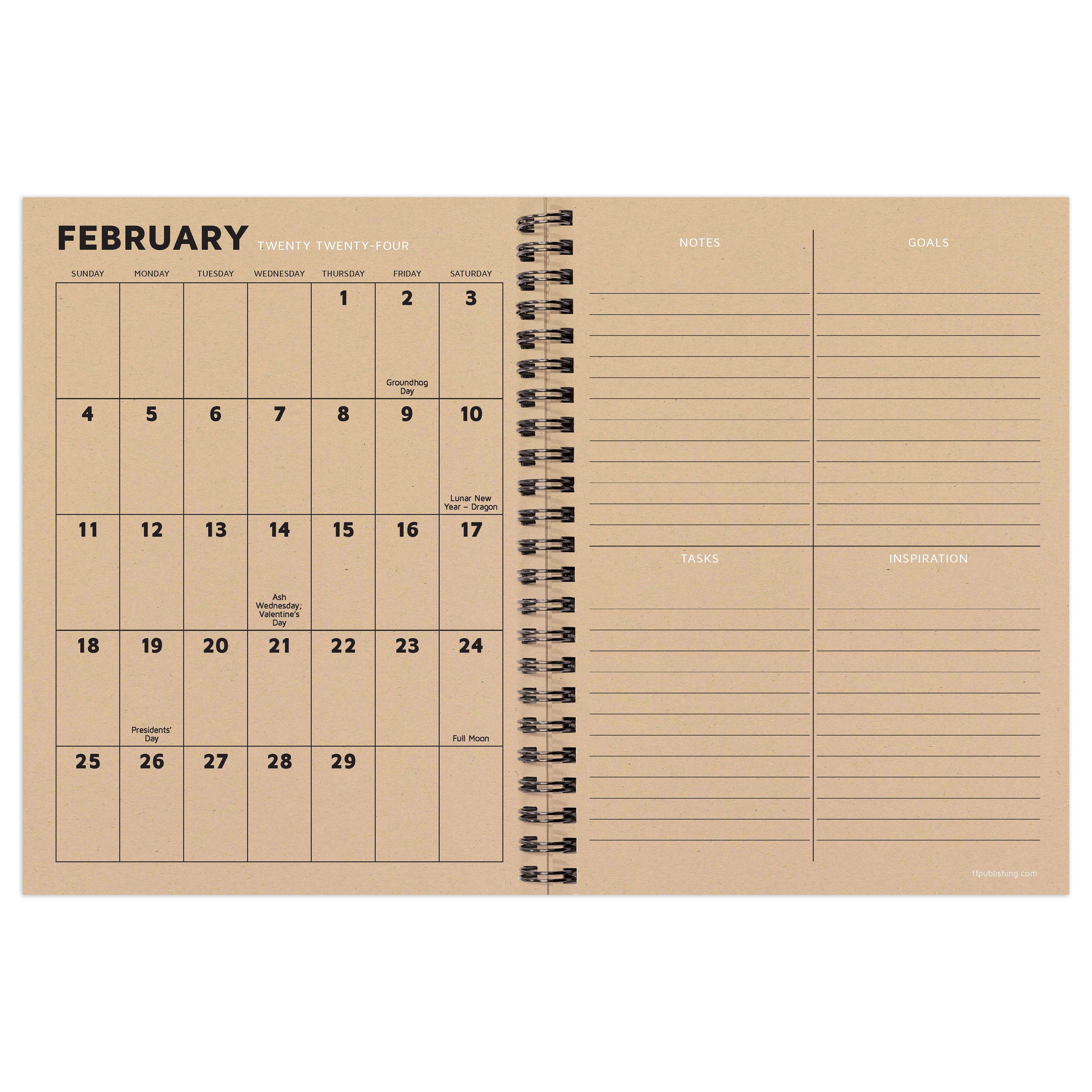 TF Publishing 2024 Neutral Plaid Medium Weekly Monthly Planner