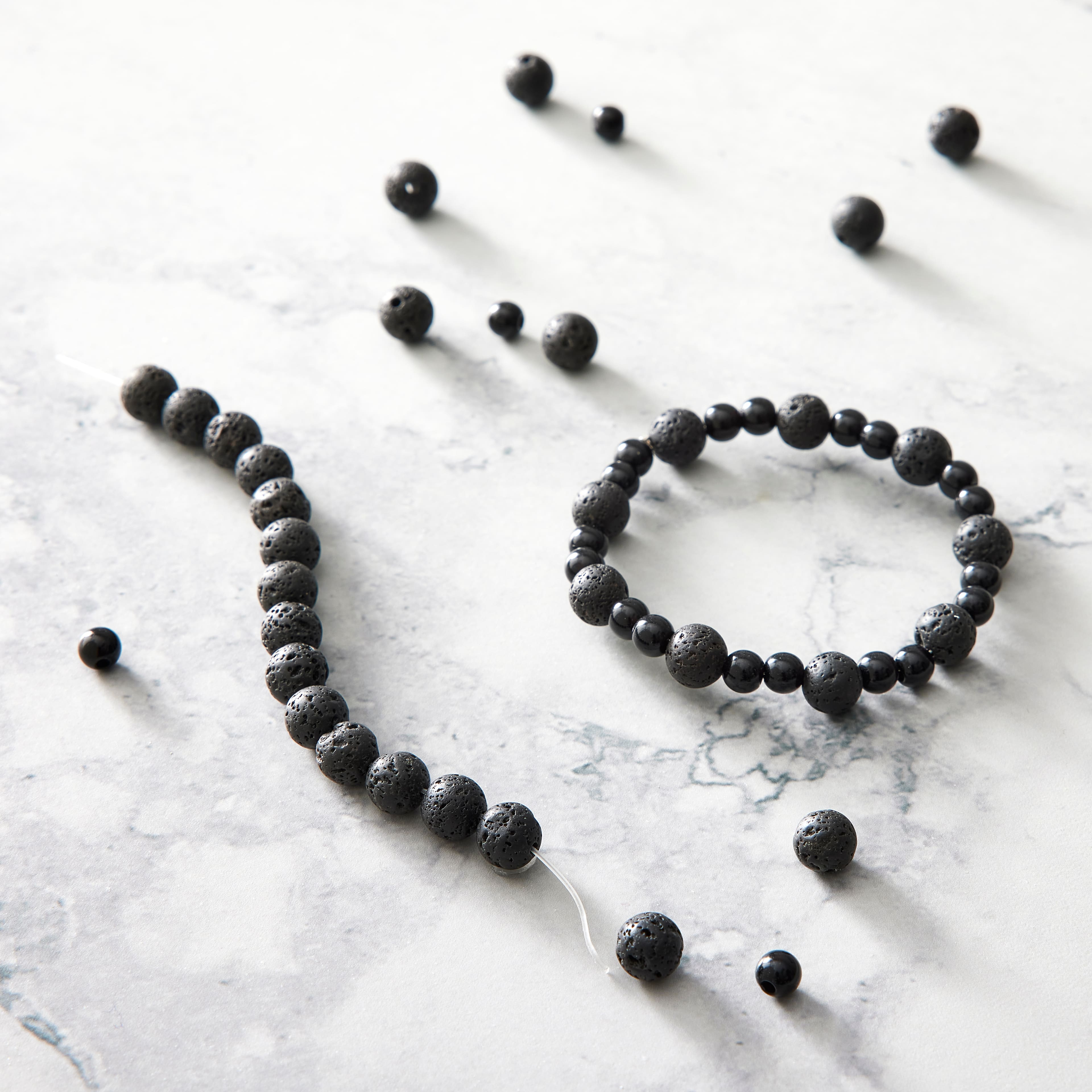 9 Pack: Black Lava Round Beads, 8mm by Bead Landing™