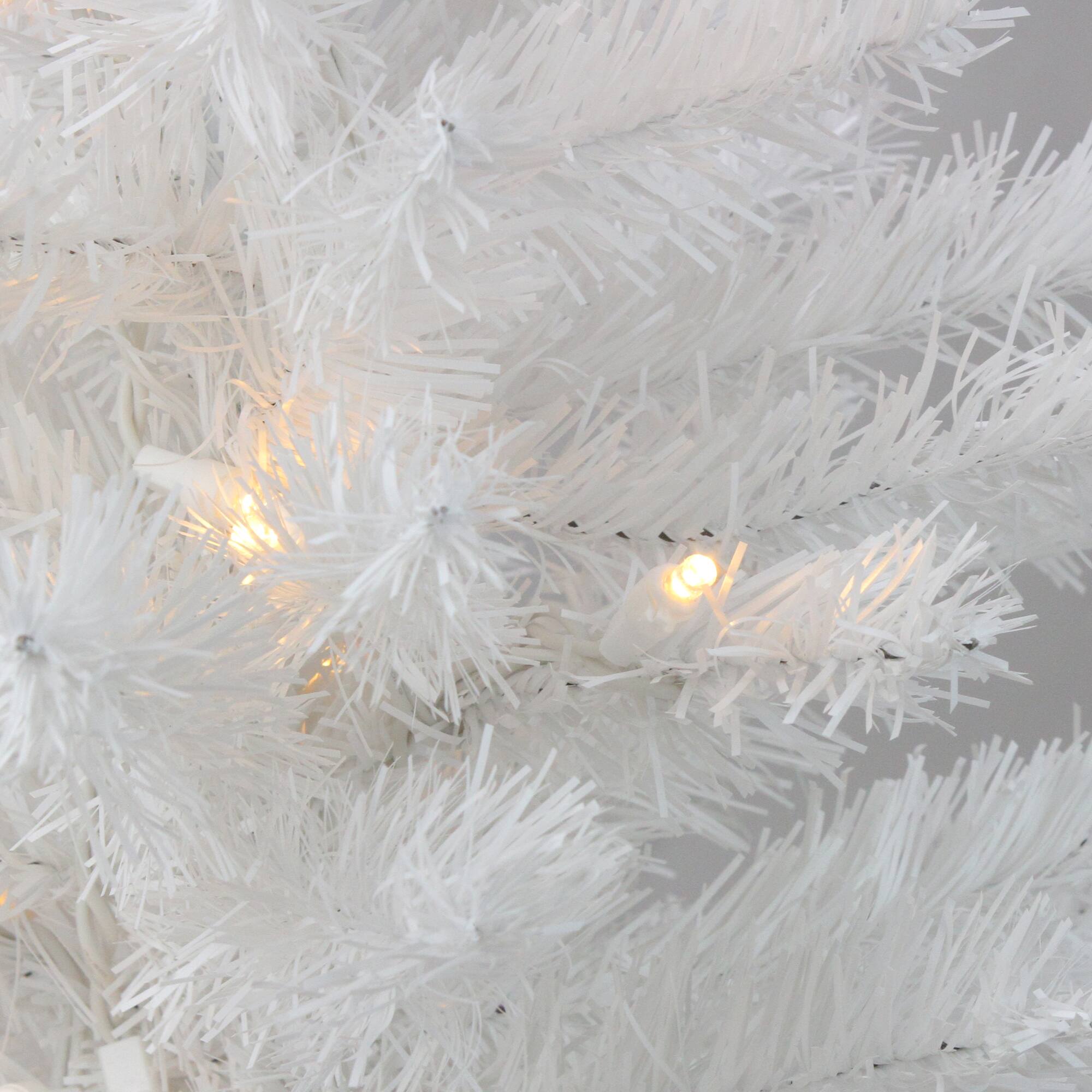 18" Pre-Lit Medium Snow White Pine Artificial Christmas Tree, Clear Lights