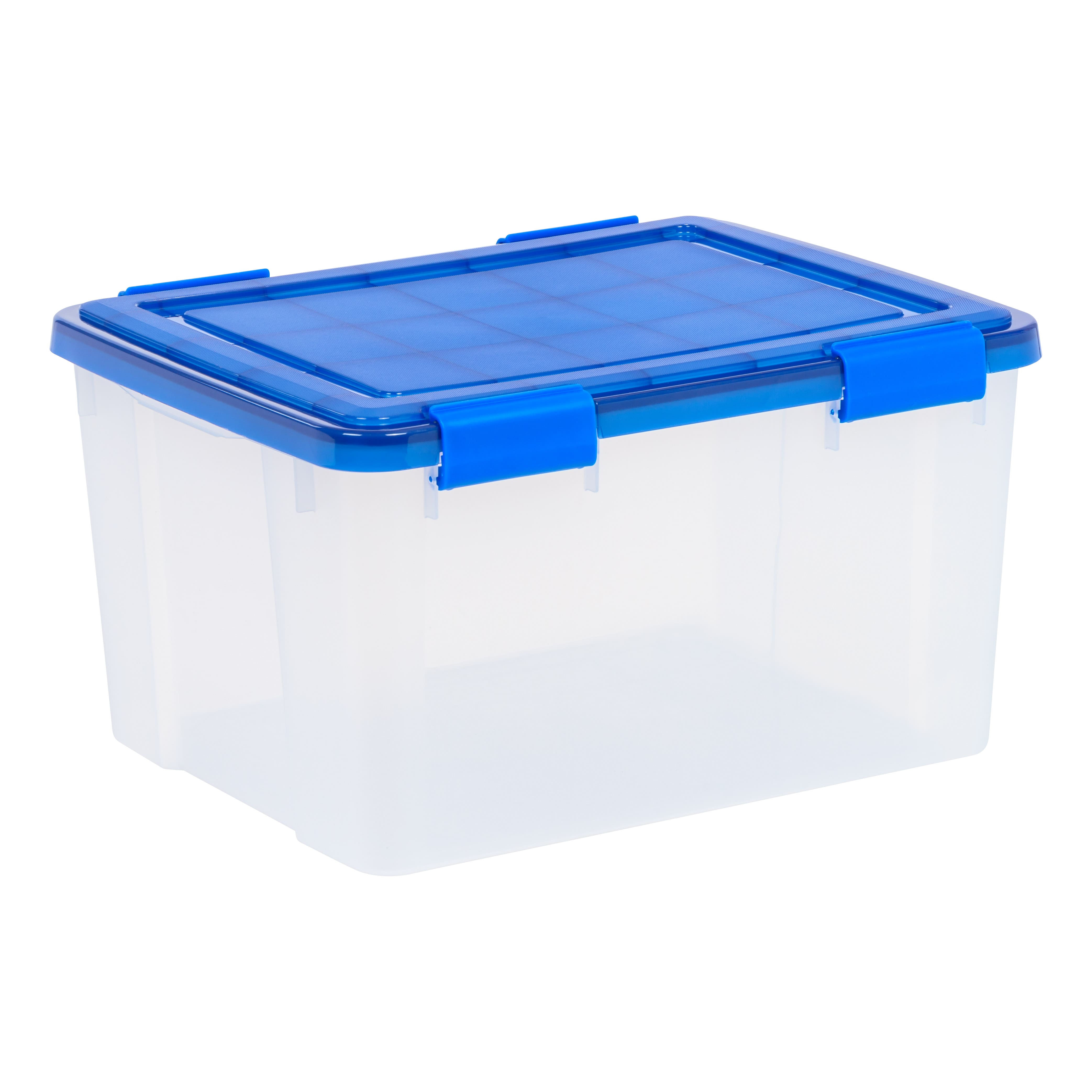 Iris 46 Qt. Weatherpro Clear Plastic Storage Box, Lid Blue, Clear/Blue