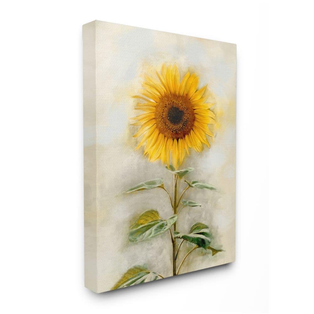 Stupell Industries Sunflower Summer Bloom with Stalk Canvas Wall Art ...