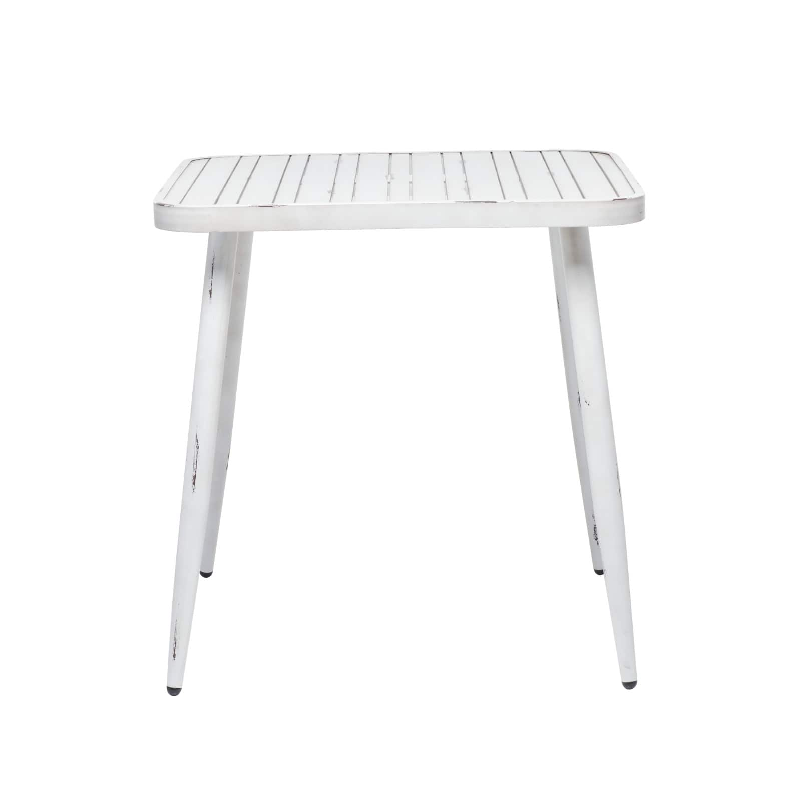 White Aluminum Farmhouse Outdoor Dining Table, 30&#x22; x 30&#x22; x 30&#x22;