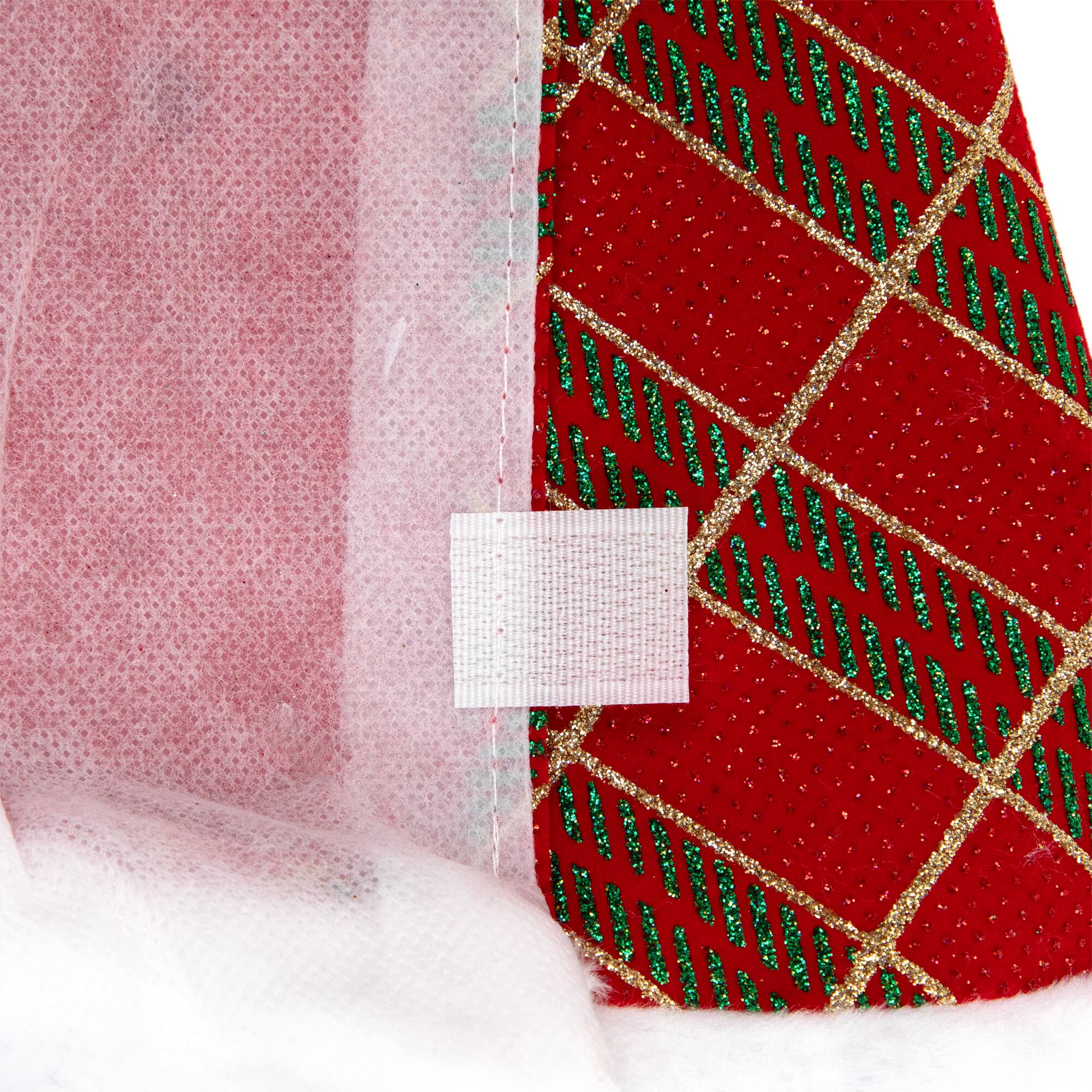 20" Glittery Plaid & White Faux Fur Trim Mini Tree Skirt