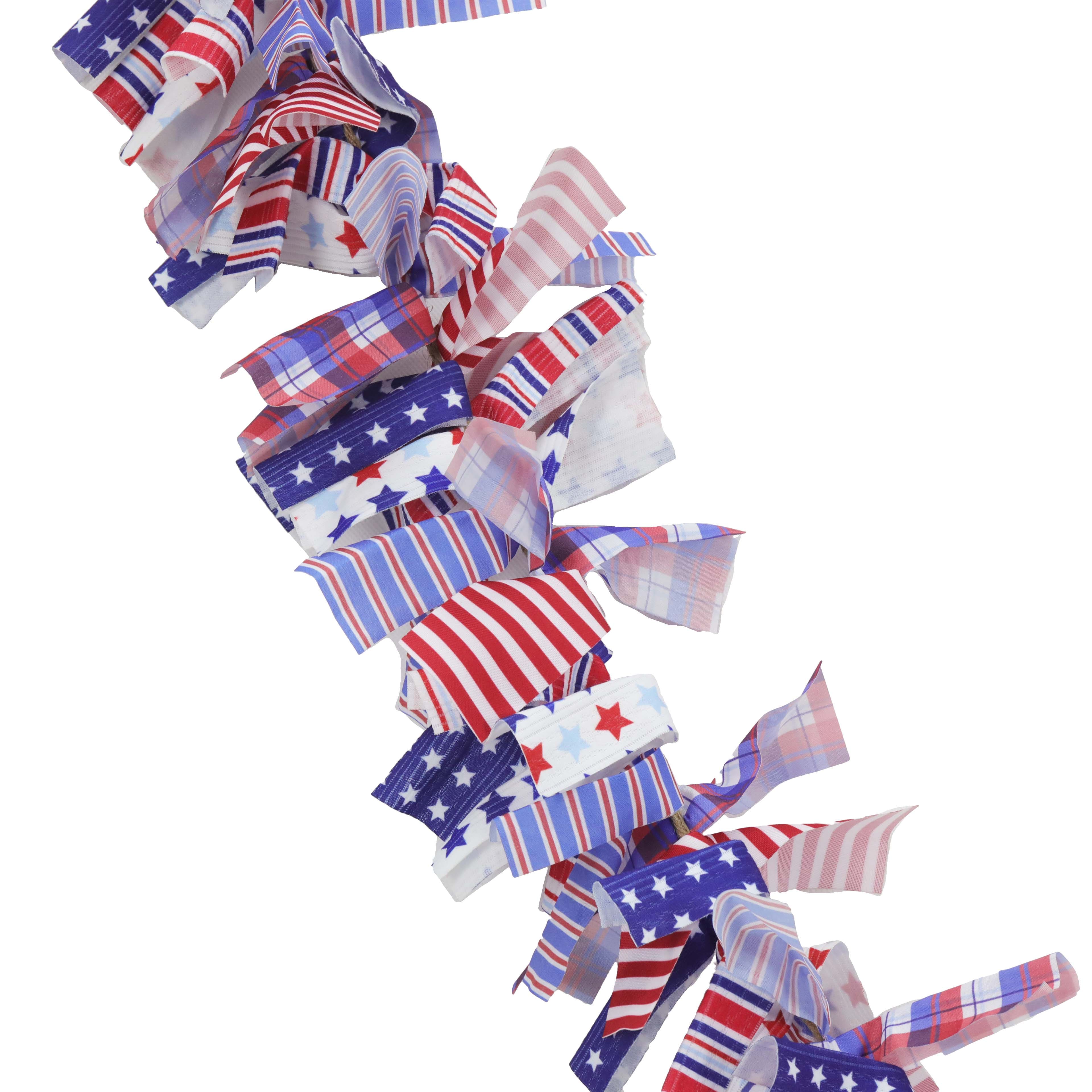 6ft. Red, White &#x26; Blue Fabric Star Garland by Celebrate It&#x2122;