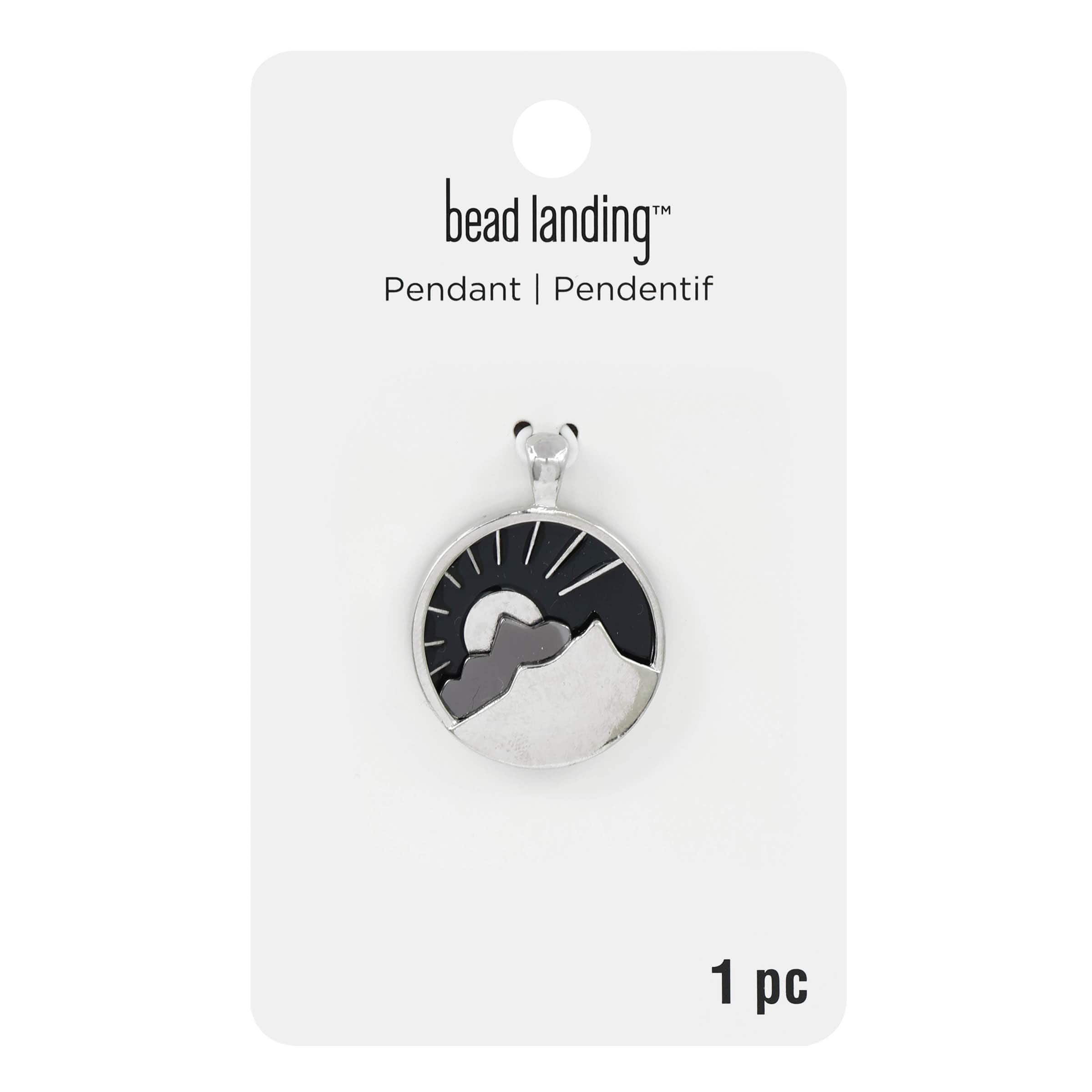 Silver &#x26; Black Round Mountain Pendant by Bead Landing&#x2122;