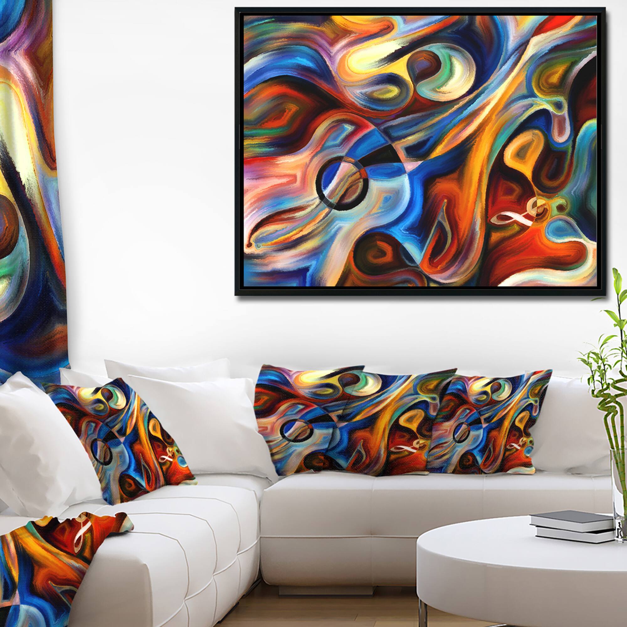 Designart - Abstract Music and Rhythm - Abstract Framed Canvas Art Print