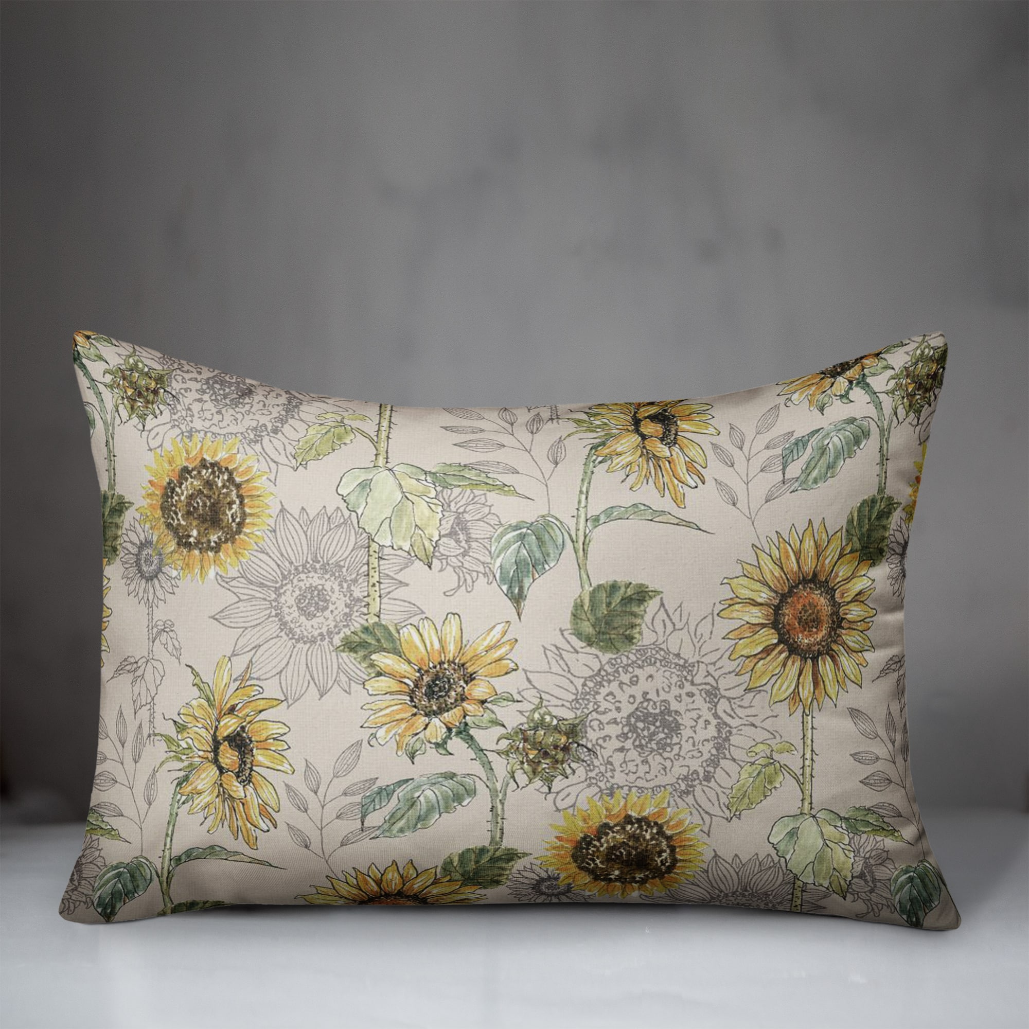 Sunflower Pattern Throw Pillow