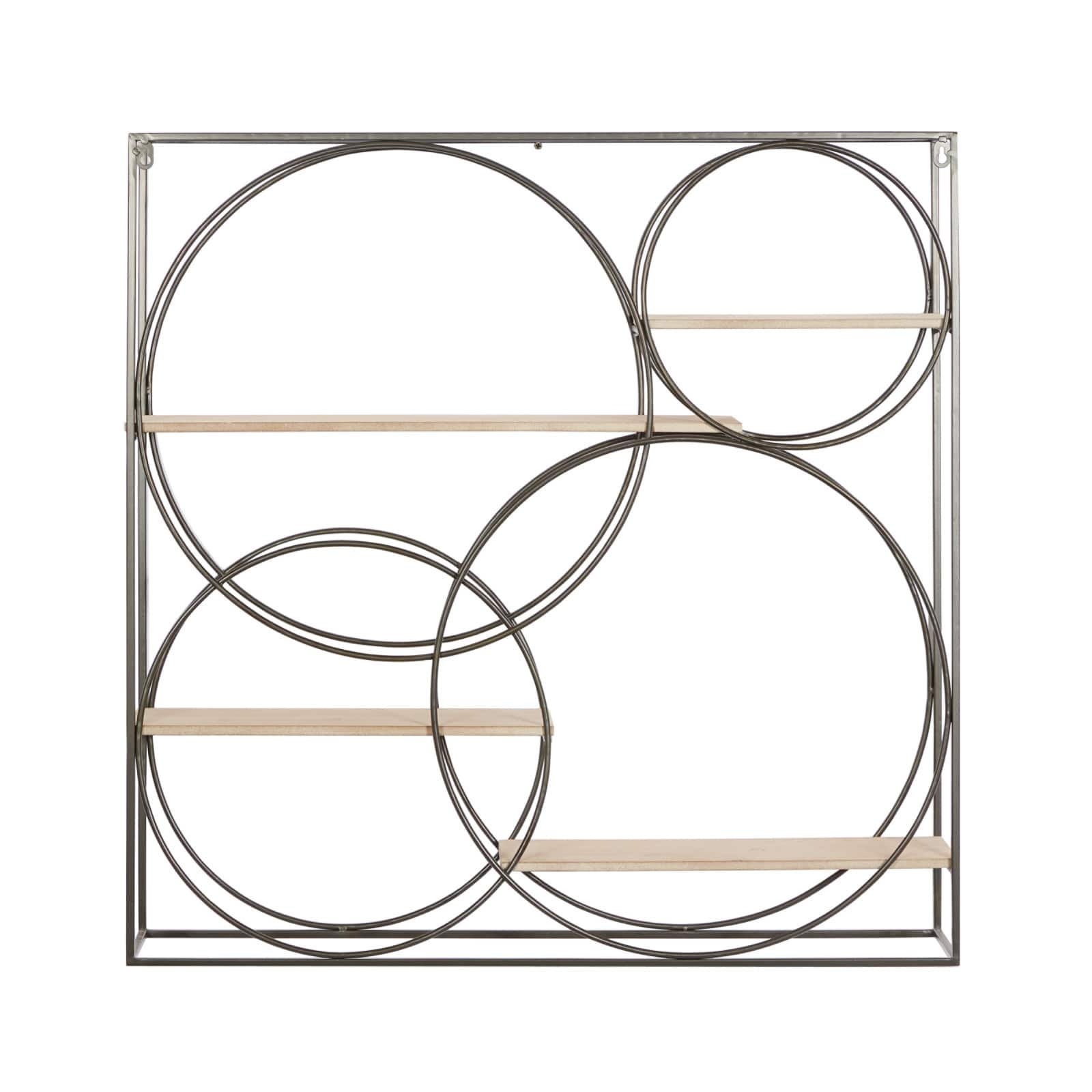 Gray Metal Contemporary Wall Shelf, 32&#x22; x 32&#x22; x 7&#x22;