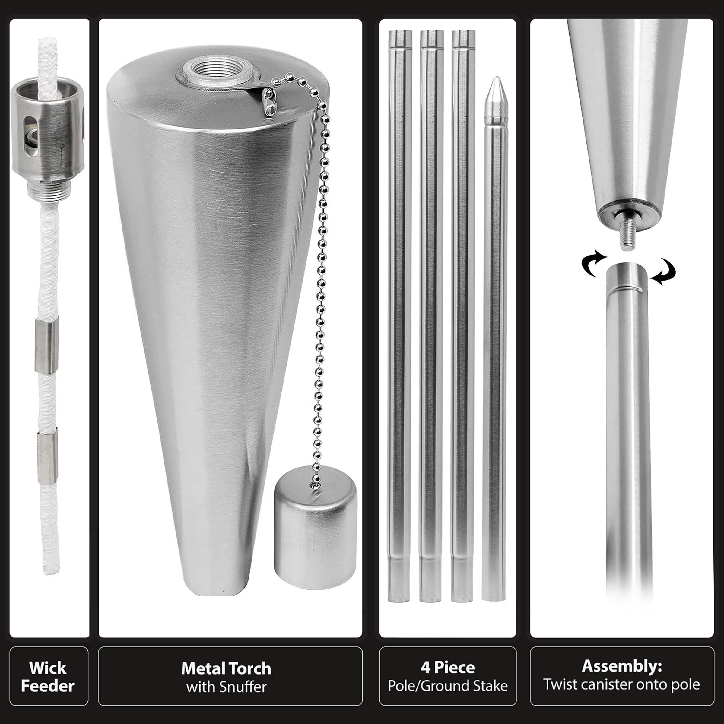 Sorbus 60" Matney Cone Stainless Steel Outdoor Torches , 2ct.