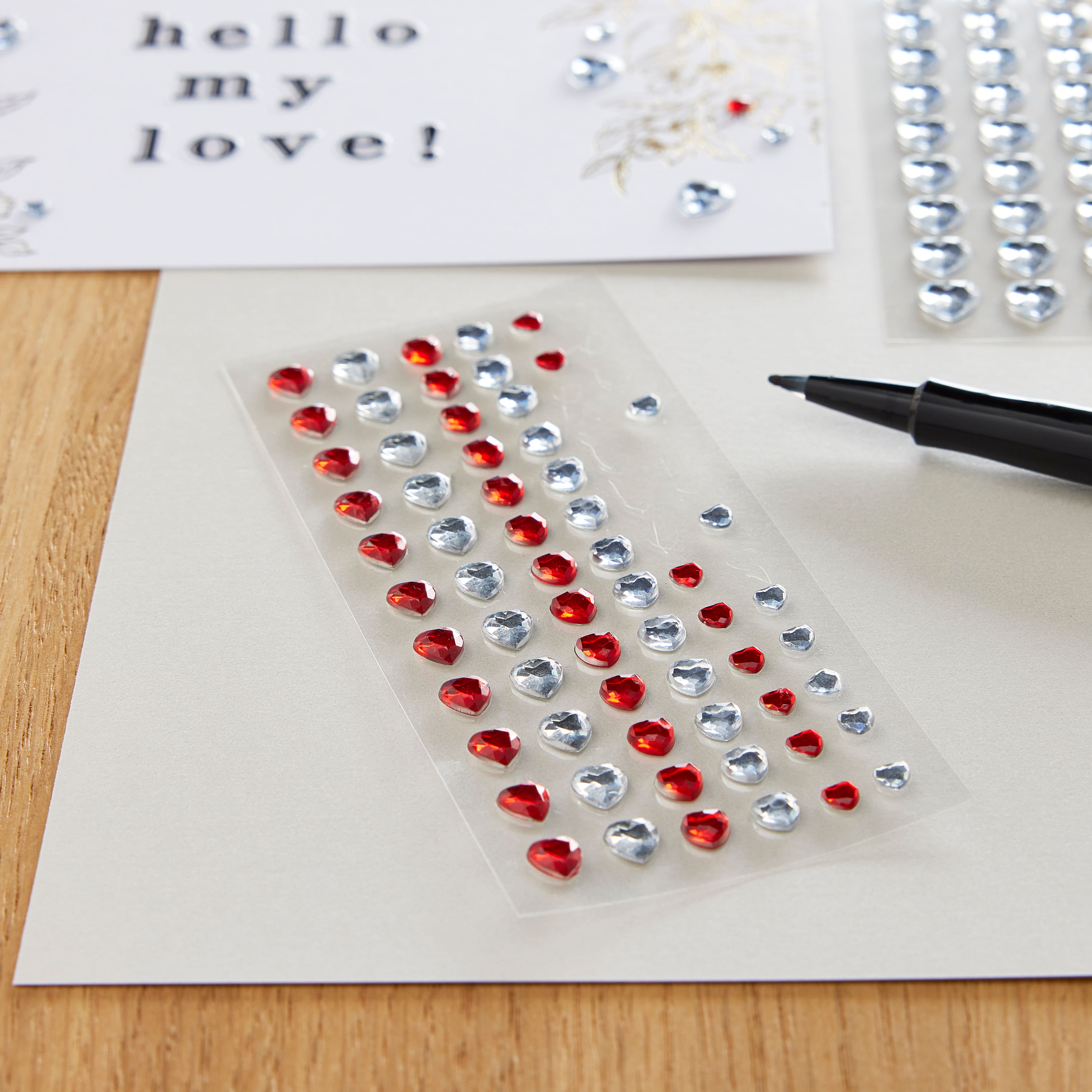 Recollections™ Adhesive Rhinestones, Red and Clear Hearts