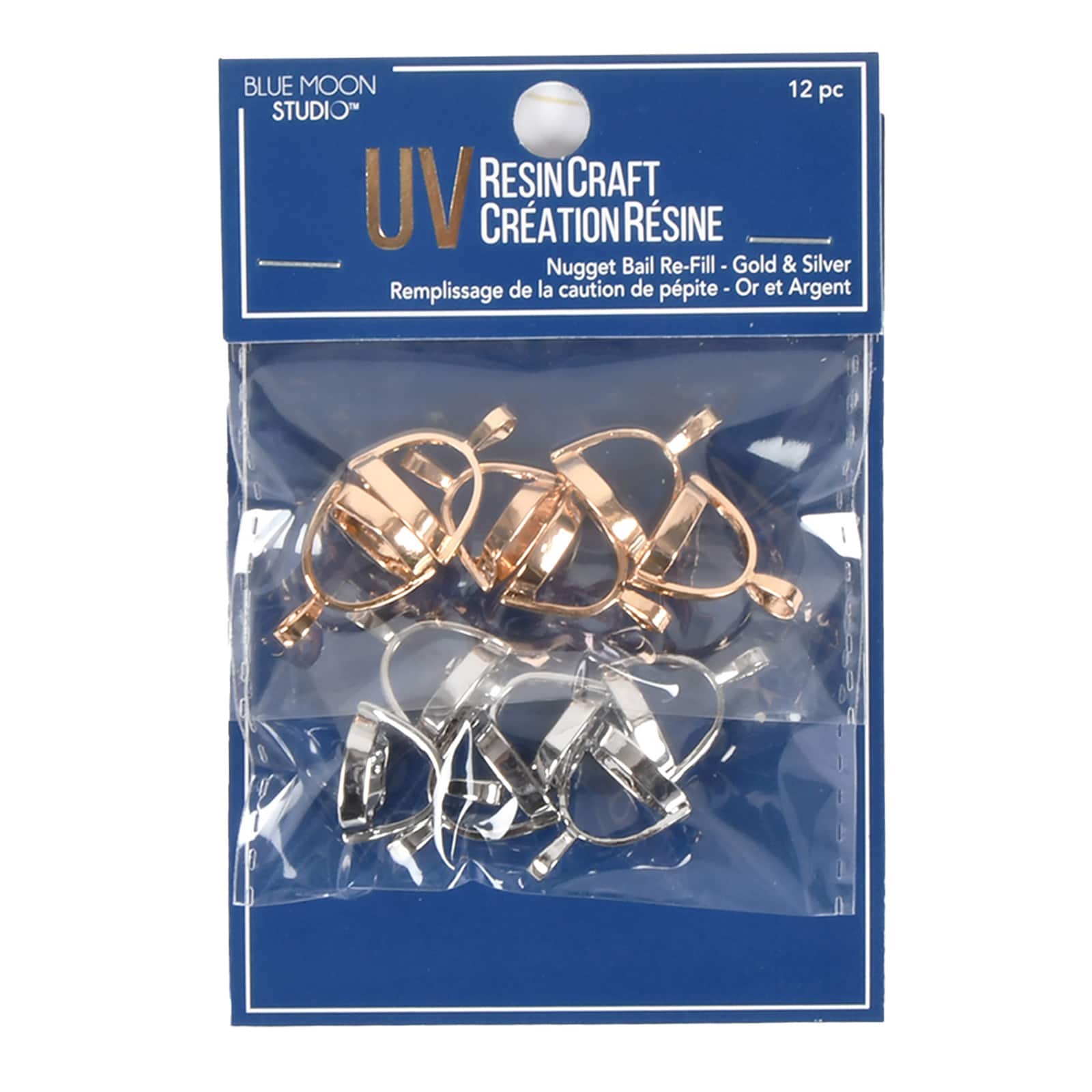 Blue Moon Studio&#x2122; UV Resin Craft Silver &#x26; Gold Nugget Bail Findings, 12ct.