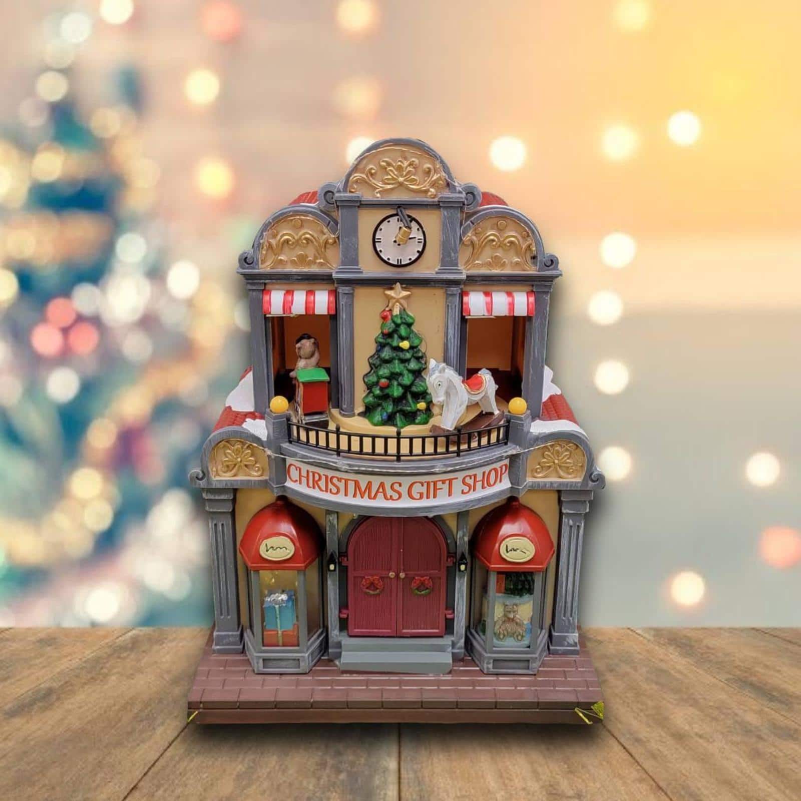 Wizardi 19.7" Christmas Village Gift Shop with LED Lights