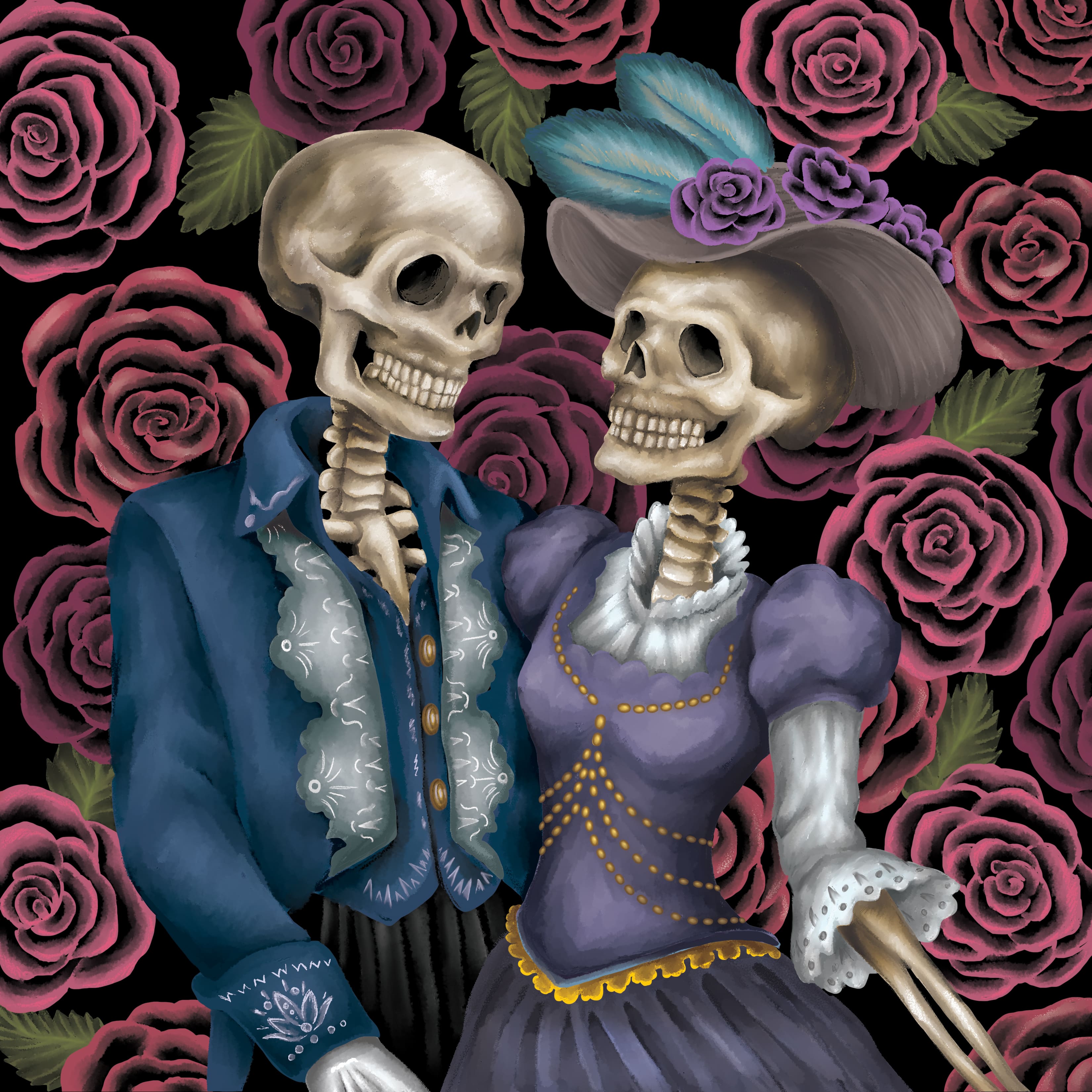 11" x 11" Skeleton Couple Canvas Painting Kit by Craft Smart®