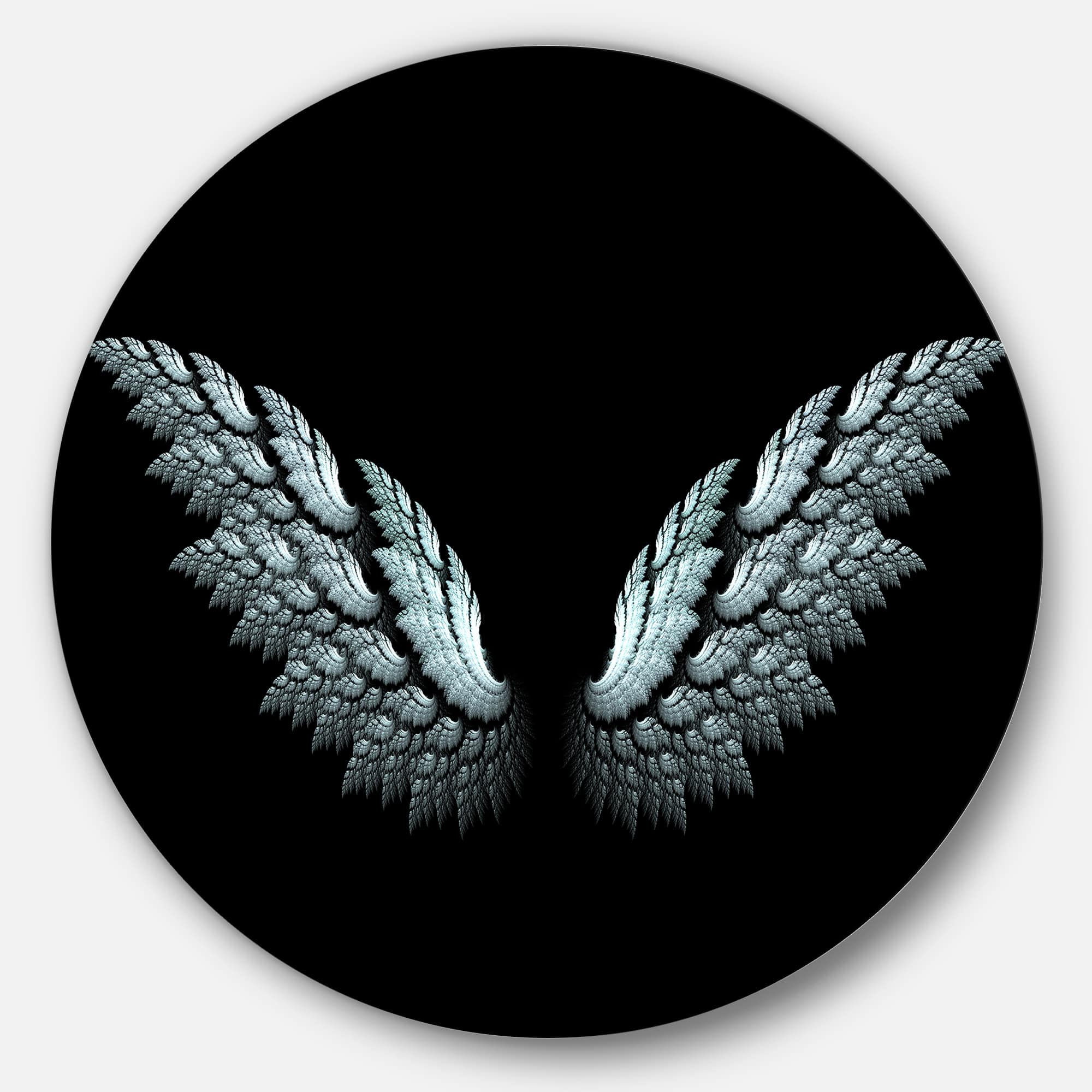 Designart - Angel Wings on Black Background' Abstract Metal Circle Wall Art