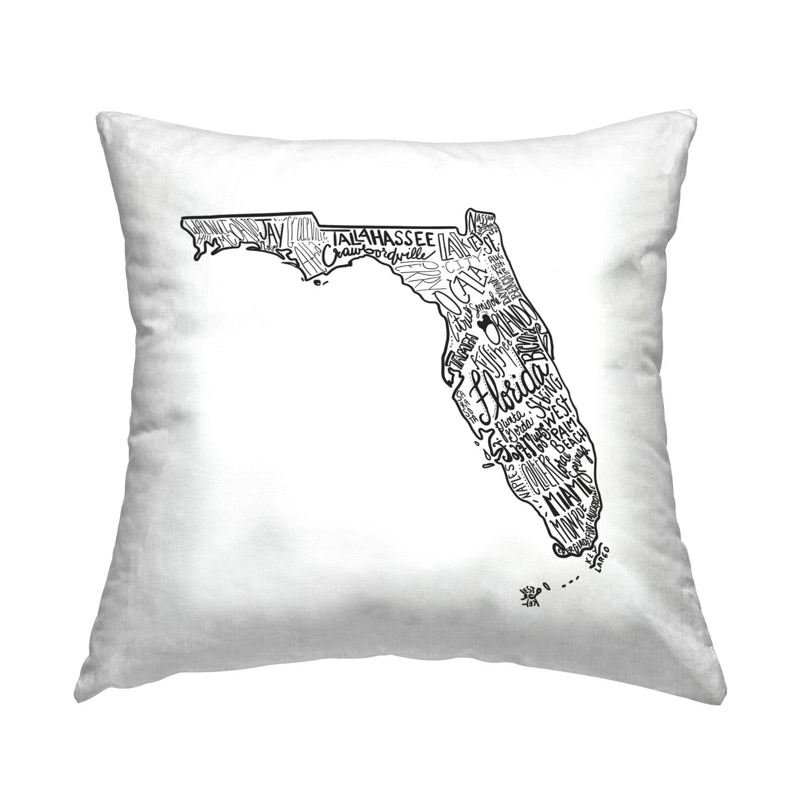 Stupell Industries Florida State Shape Various Cities Typography Throw Pillow, 18" x 18"