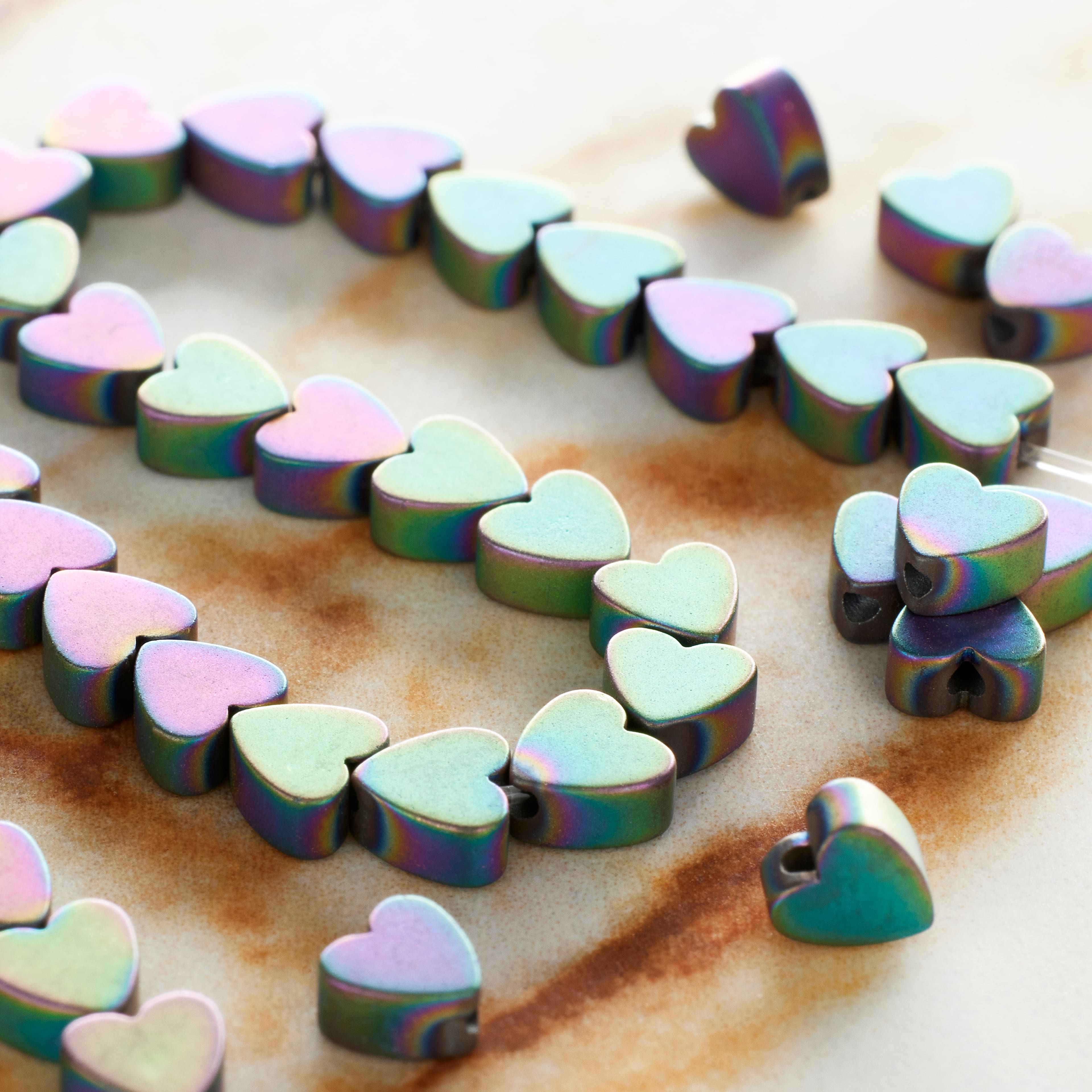 Multicolor Hematite Heart Beads, 4mm by Bead Landing&#x2122;