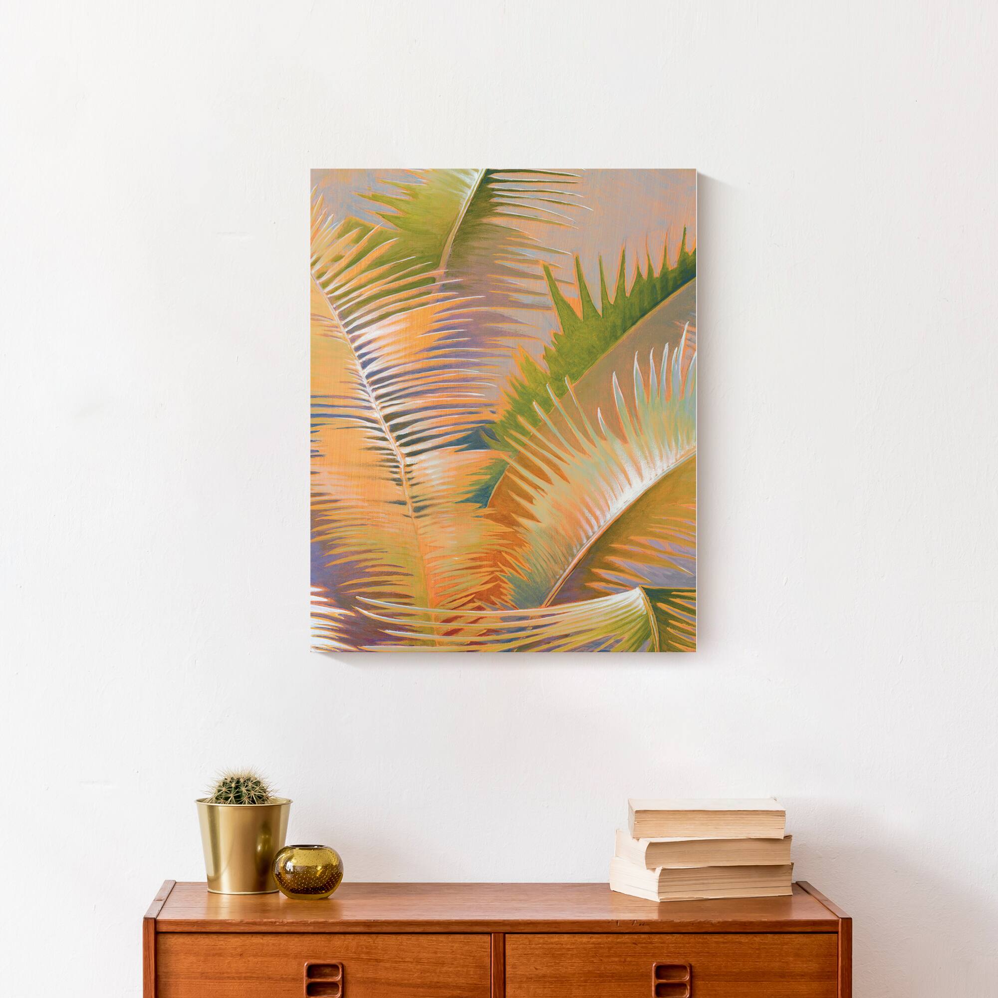 Golden Sun Palms Canvas Wall Art